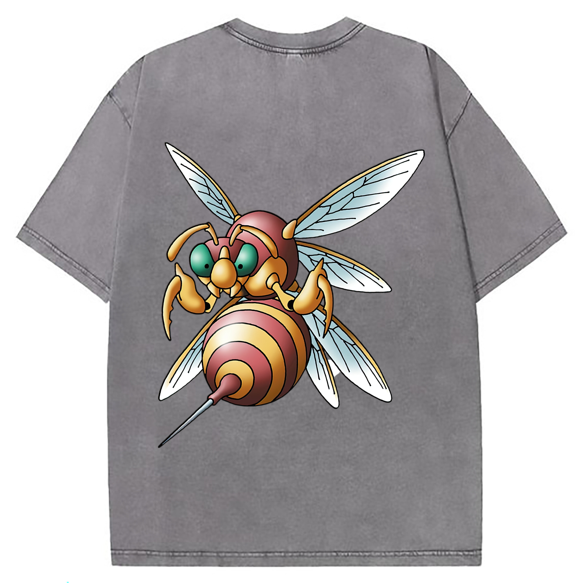 （画像用） ドラゴンクエスト Doragon Kuesuto Dragon Quest 綿100% ヴィンテージ風 半袖Tシャツ（背面プリント）