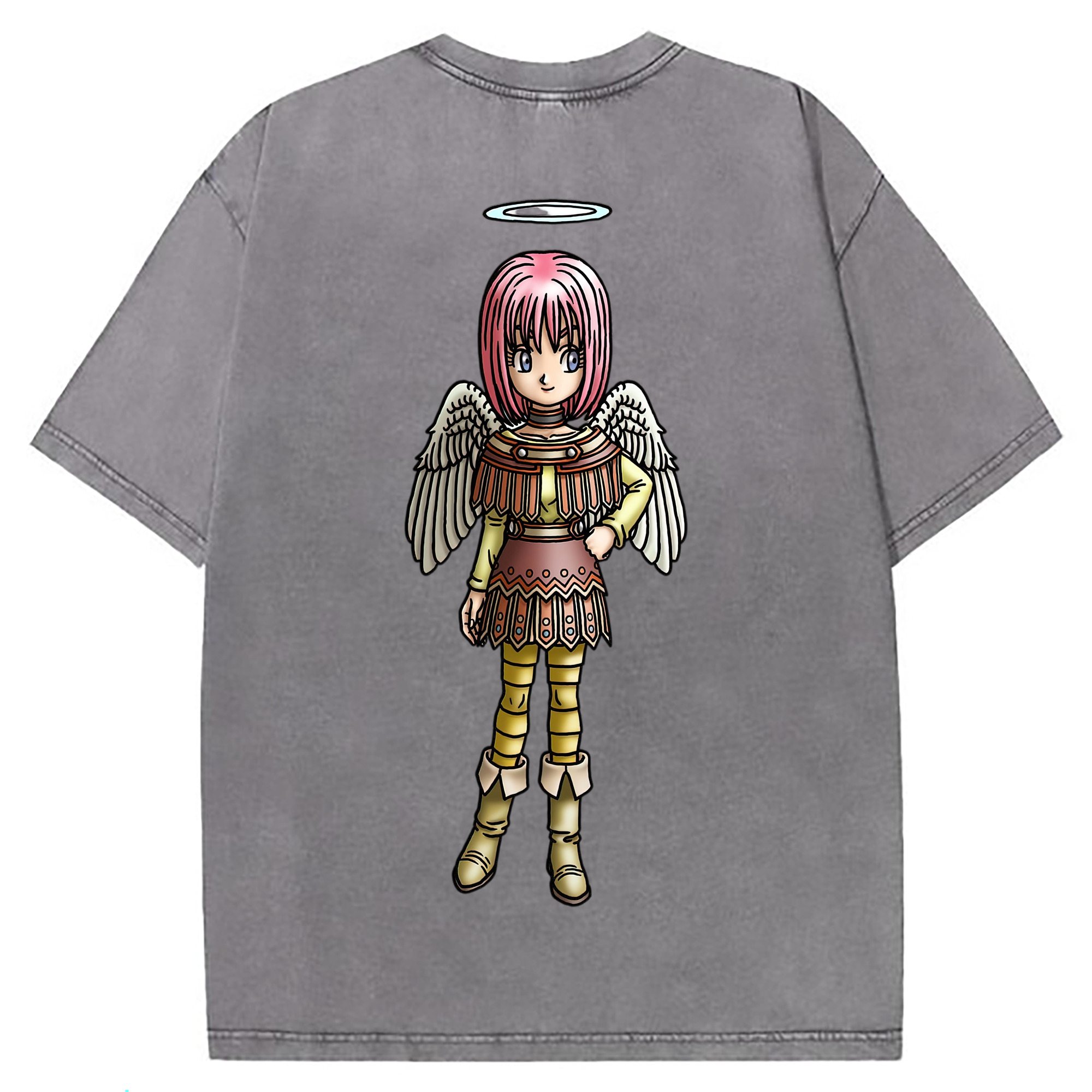 （画像用） ドラゴンクエスト Doragon Kuesuto Dragon Quest 綿100% ヴィンテージ風 半袖Tシャツ（背面プリント）