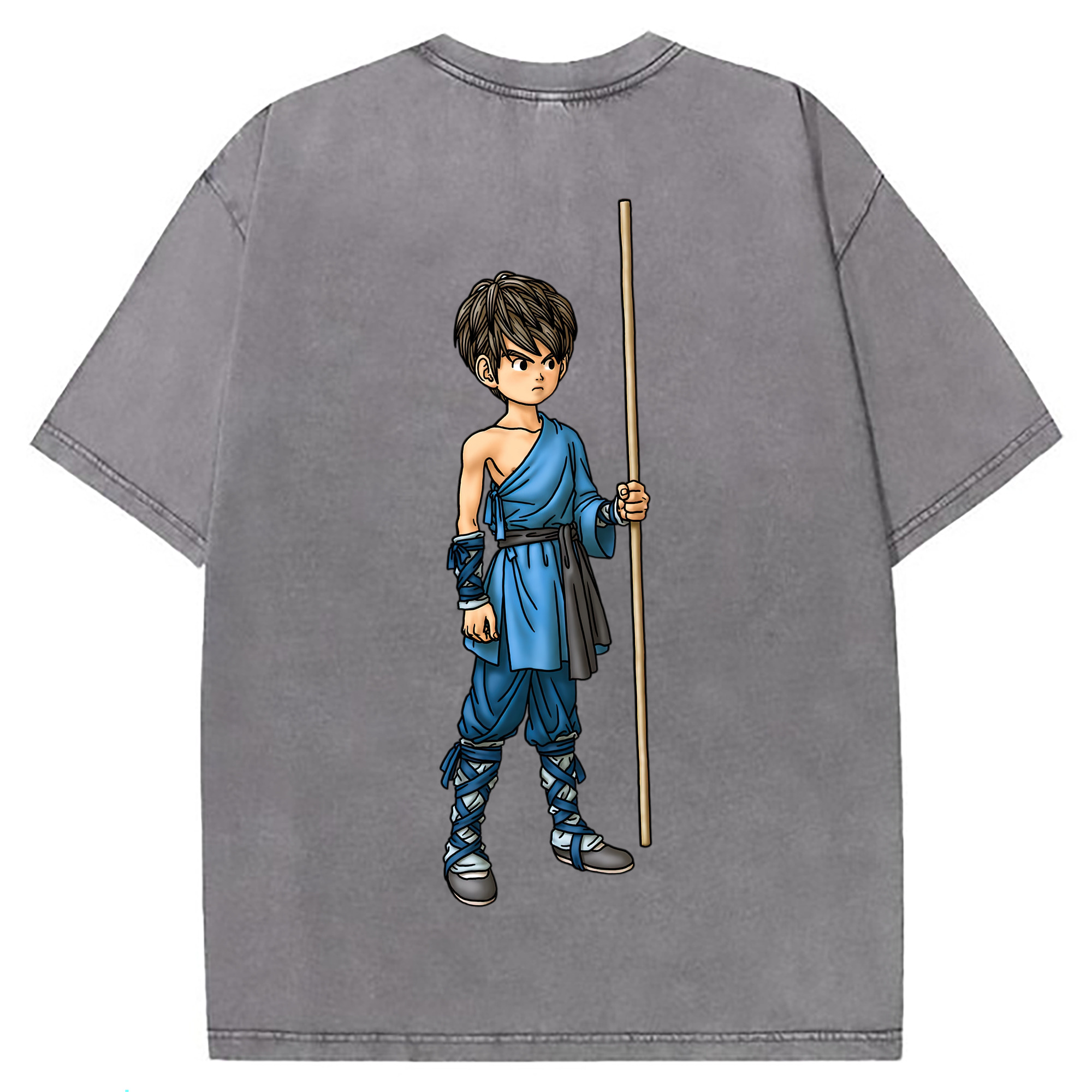 （画像用） ドラゴンクエスト Doragon Kuesuto Dragon Quest 綿100% ヴィンテージ風 半袖Tシャツ（背面プリント）