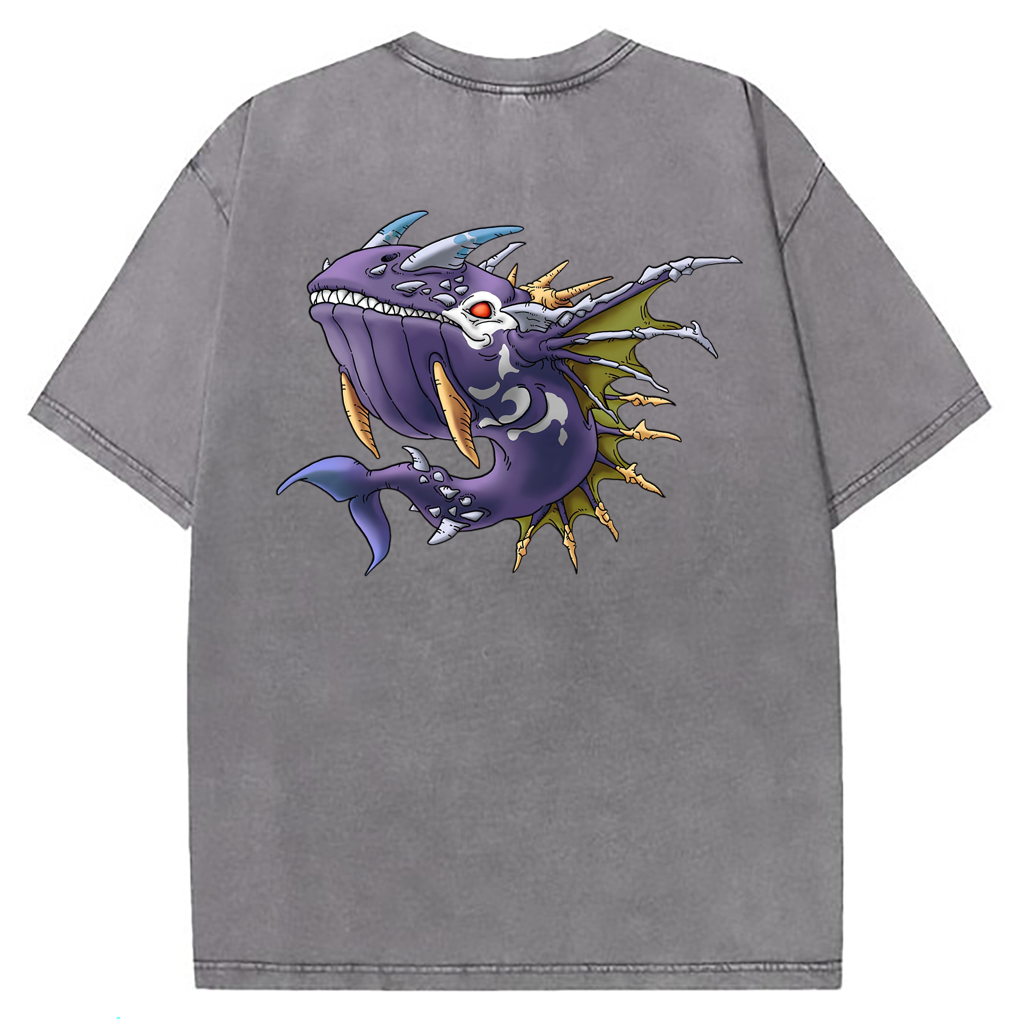 （画像用） ドラゴンクエスト Doragon Kuesuto Dragon Quest 綿100% ヴィンテージ風 半袖Tシャツ（背面プリント）