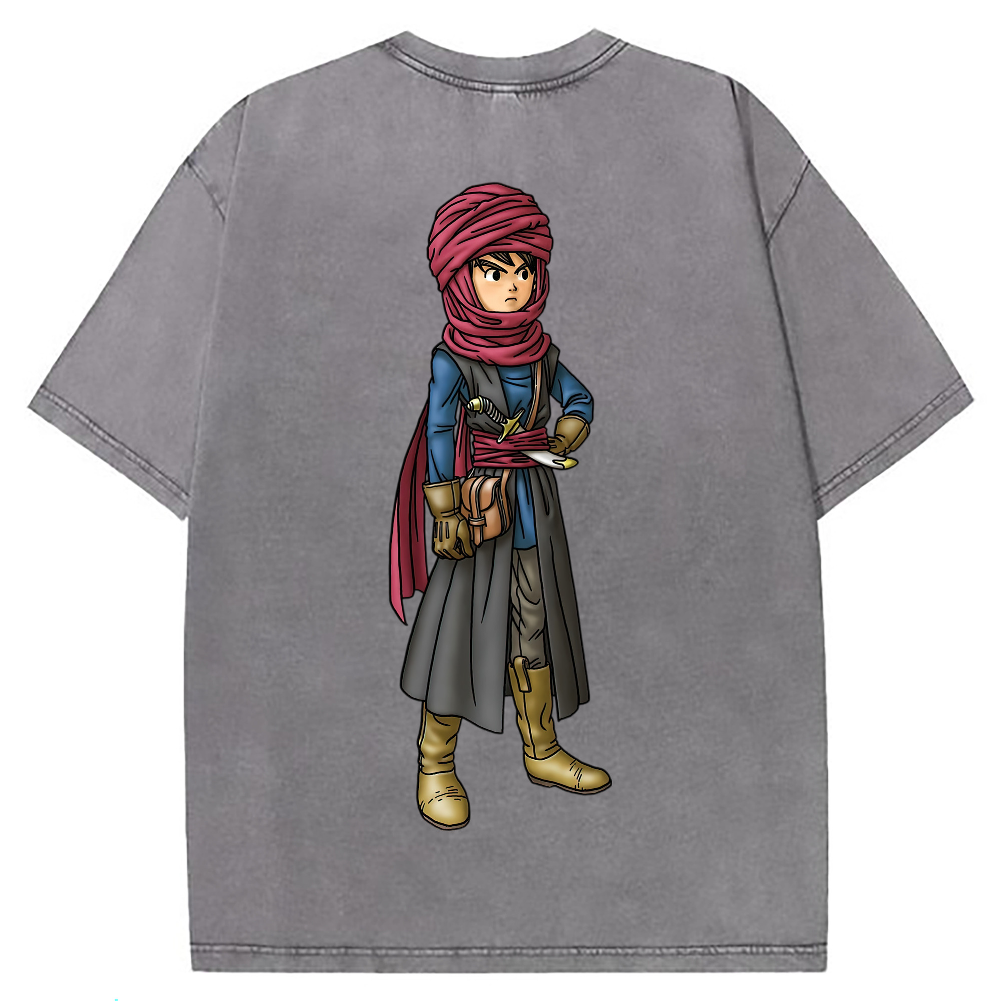 （画像用） ドラゴンクエスト Doragon Kuesuto Dragon Quest 綿100% ヴィンテージ風 半袖Tシャツ（背面プリント）