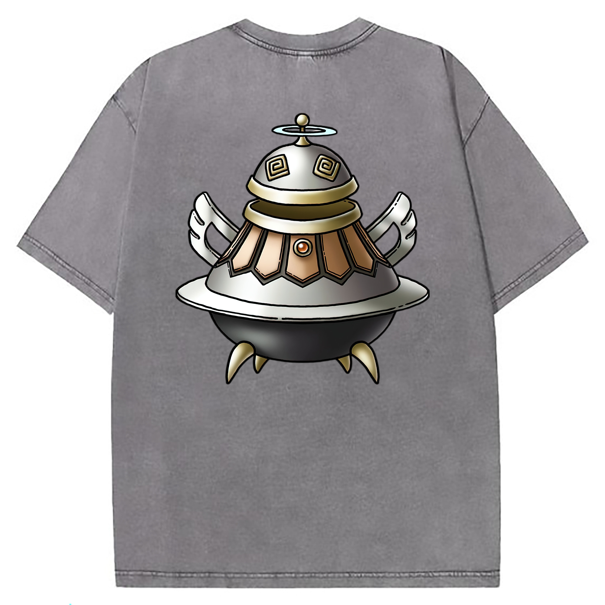 （画像用） ドラゴンクエスト Doragon Kuesuto Dragon Quest 綿100% ヴィンテージ風 半袖Tシャツ（背面プリント）