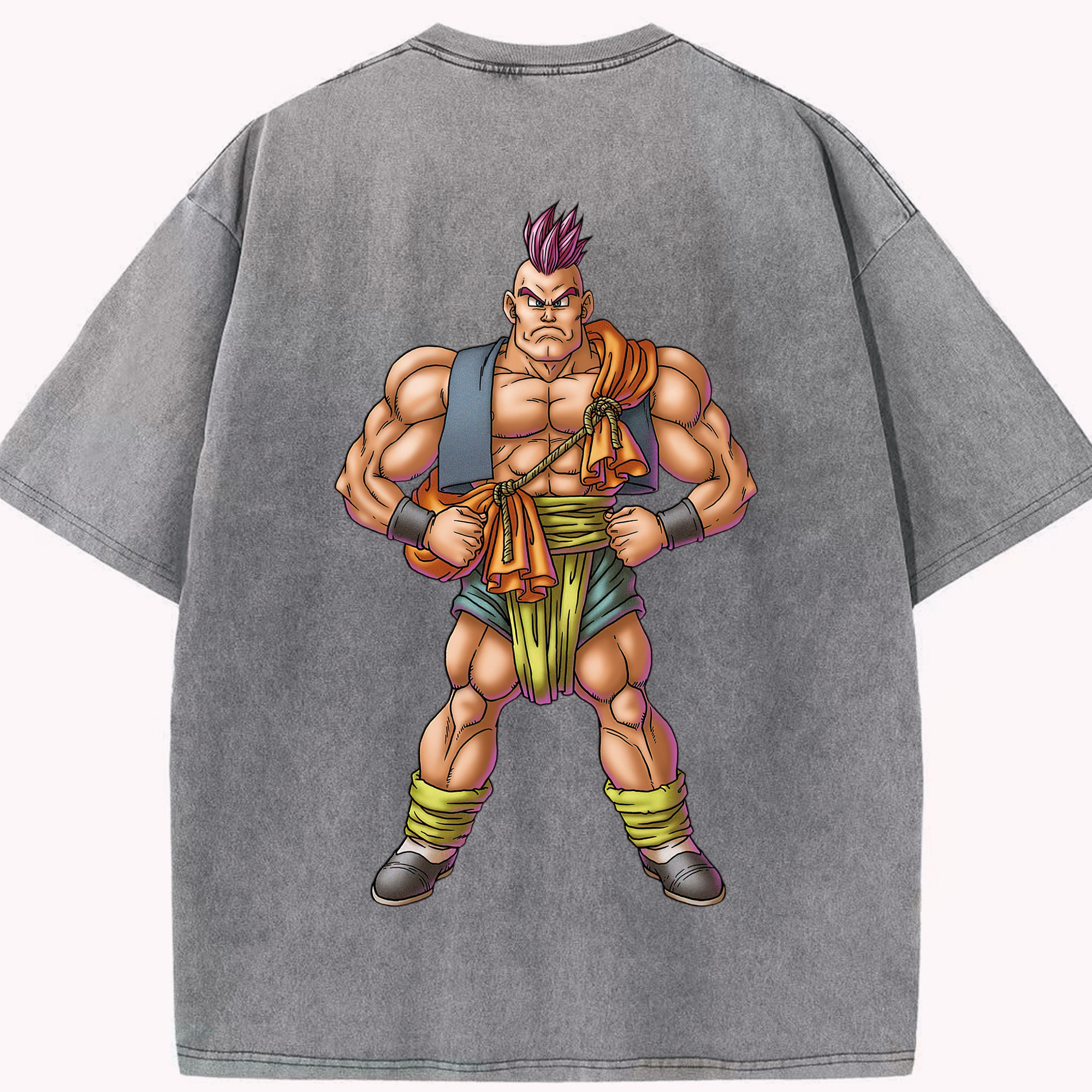 （画像用） ドラゴンクエスト Doragon Kuesuto Dragon Quest 綿100% ヴィンテージ風 半袖Tシャツ（背面プリント）