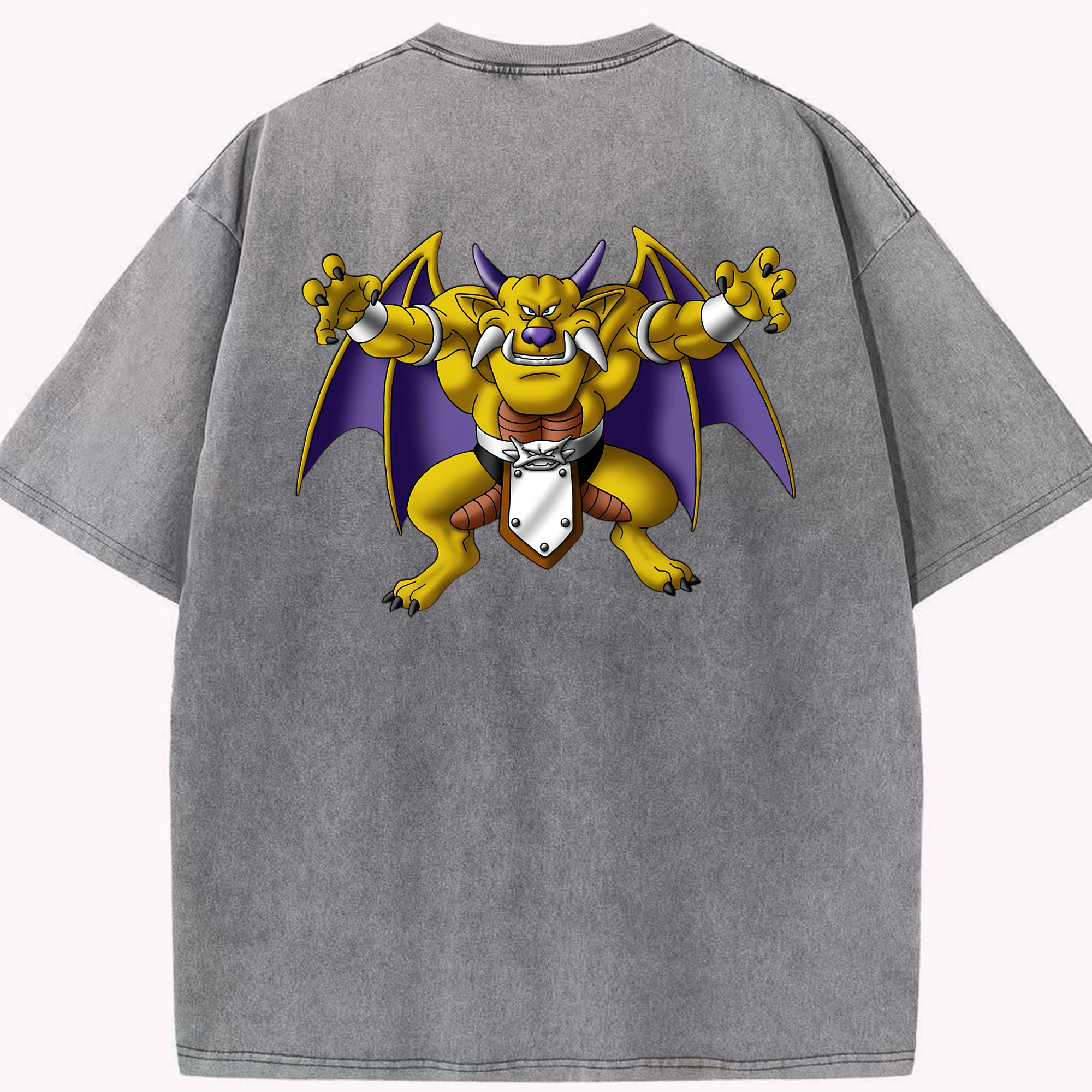 （画像用） ドラゴンクエスト Doragon Kuesuto Dragon Quest 綿100% ヴィンテージ風 半袖Tシャツ（背面プリント）