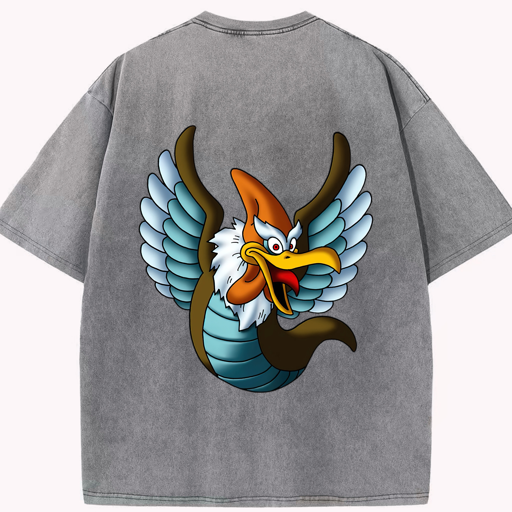 （画像用） ドラゴンクエスト Doragon Kuesuto Dragon Quest 綿100% ヴィンテージ風 半袖Tシャツ（背面プリント）