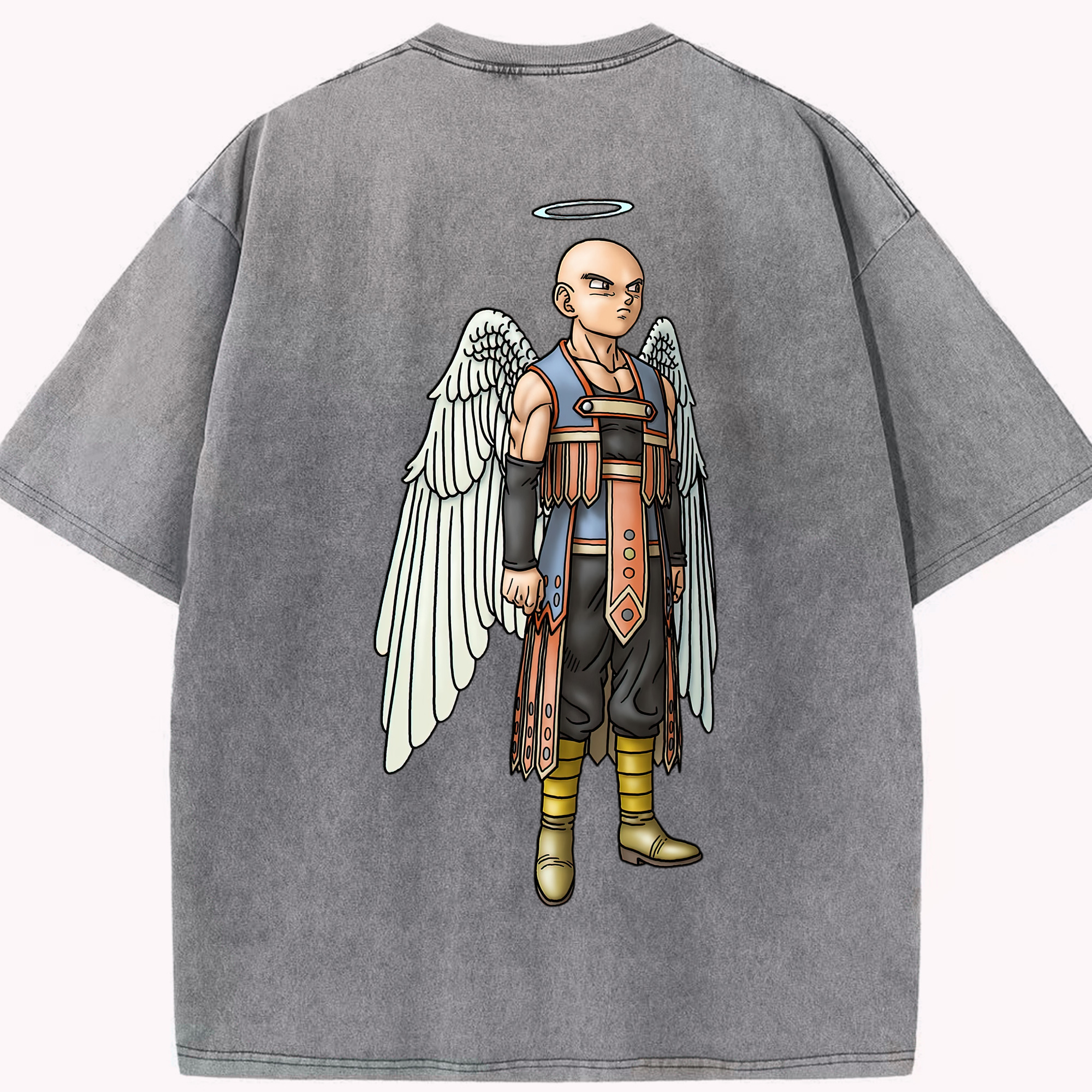 （画像用） ドラゴンクエスト Doragon Kuesuto Dragon Quest 綿100% ヴィンテージ風 半袖Tシャツ（背面プリント）