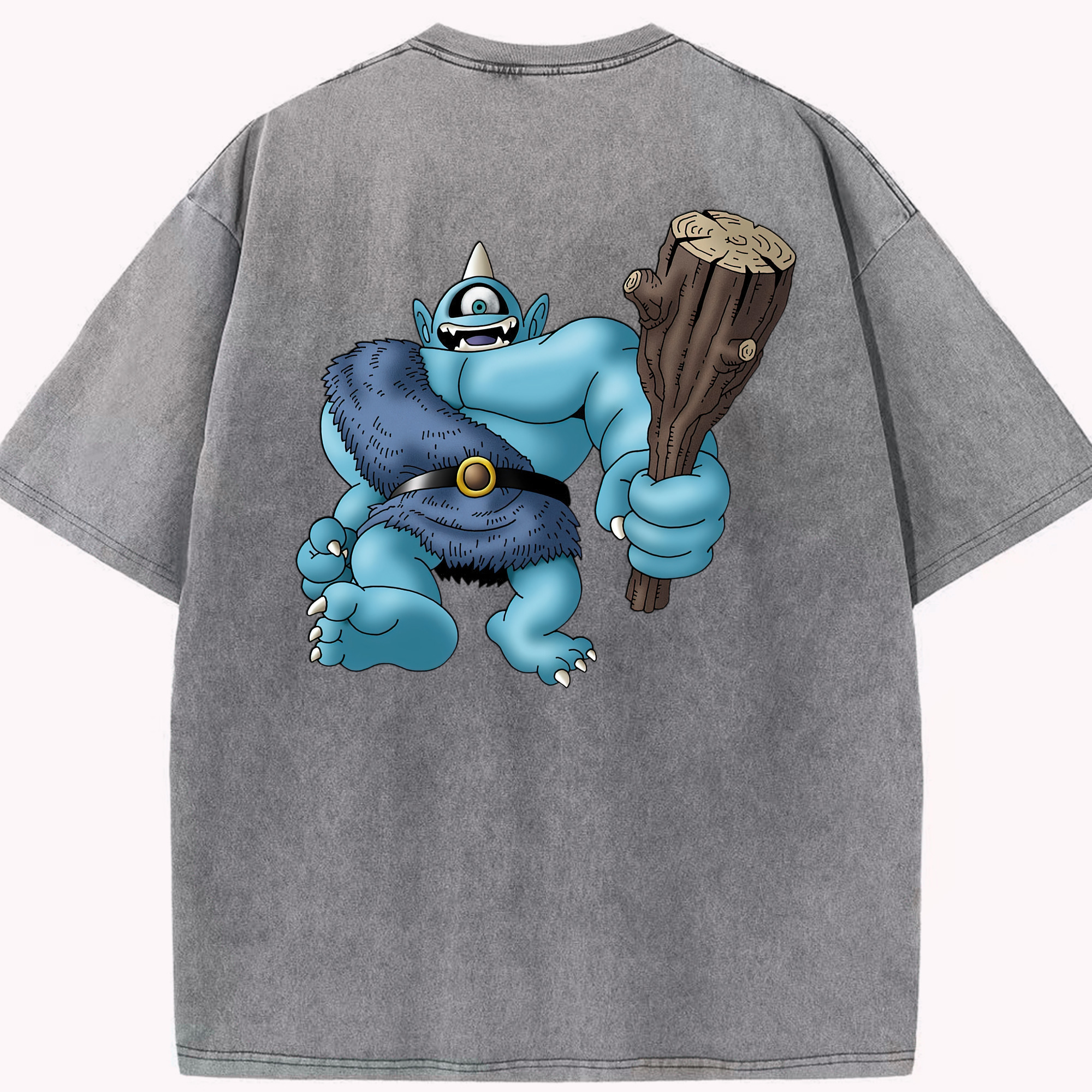 （画像用） ドラゴンクエスト Doragon Kuesuto Dragon Quest 綿100% ヴィンテージ風 半袖Tシャツ（背面プリント）