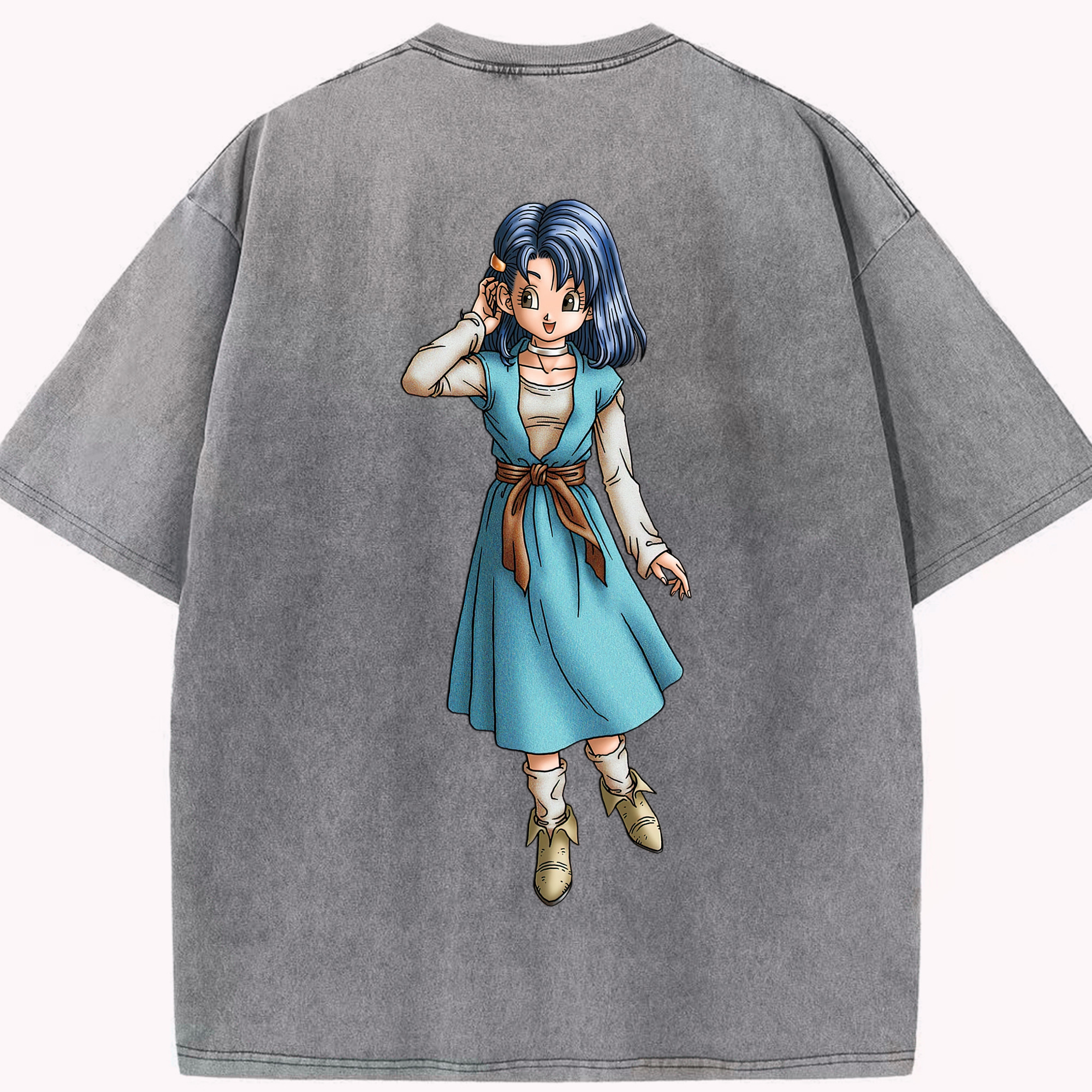 （画像用） ドラゴンクエスト Doragon Kuesuto Dragon Quest 綿100% ヴィンテージ風 半袖Tシャツ（背面プリント）