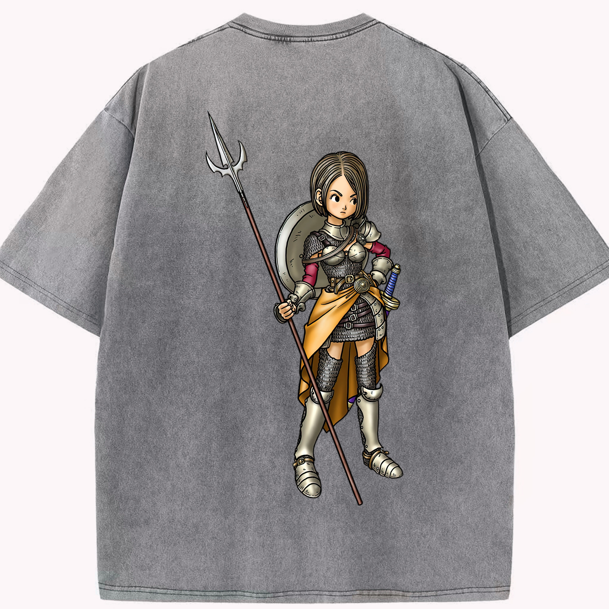 （画像用） ドラゴンクエスト Doragon Kuesuto Dragon Quest 綿100% ヴィンテージ風 半袖Tシャツ（背面プリント）