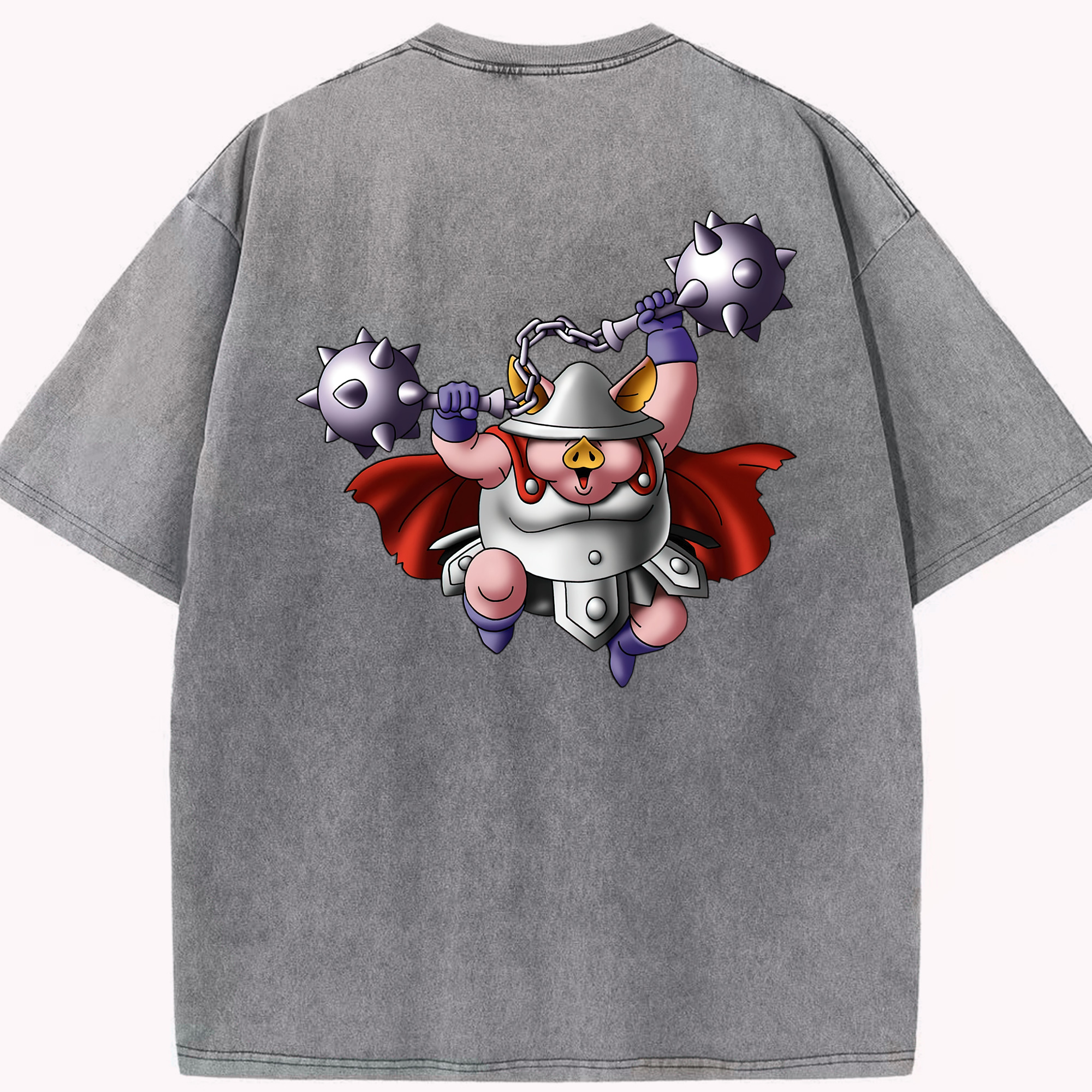 （画像用） ドラゴンクエスト Doragon Kuesuto Dragon Quest 綿100% ヴィンテージ風 半袖Tシャツ（背面プリント）