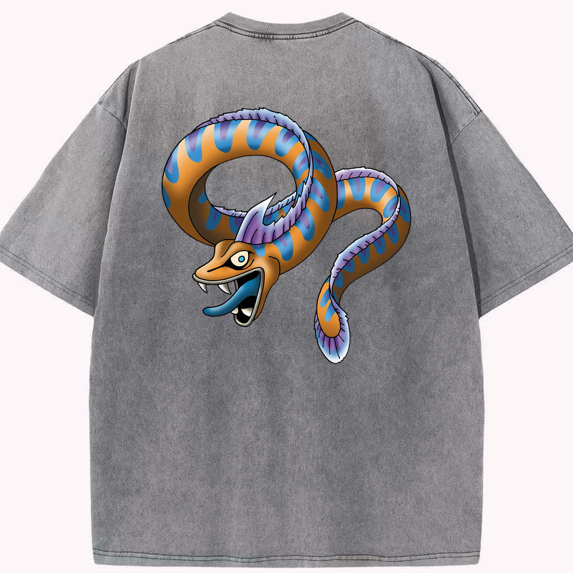 （画像用） ドラゴンクエスト Doragon Kuesuto Dragon Quest 綿100% ヴィンテージ風 半袖Tシャツ（背面プリント）