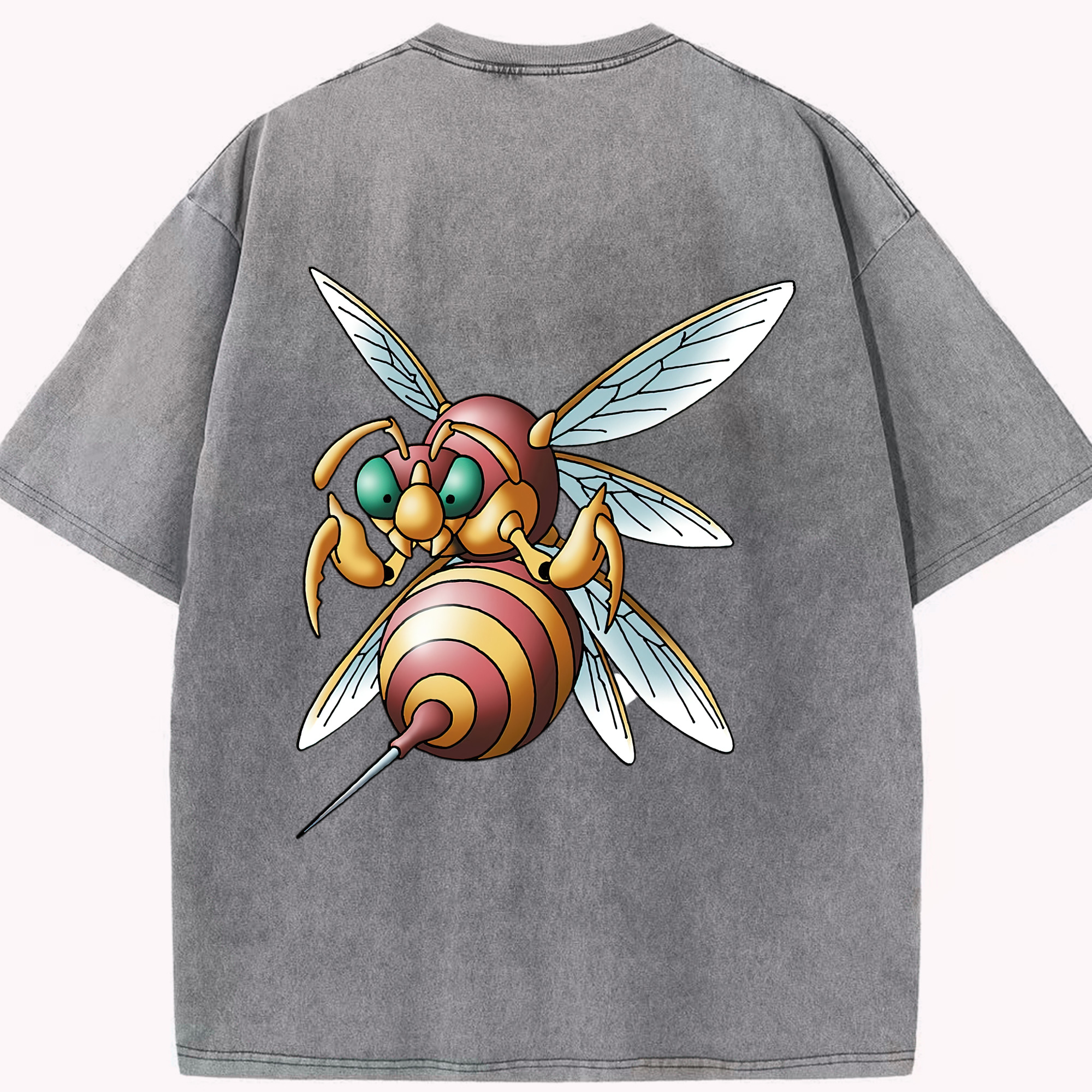 （画像用） ドラゴンクエスト Doragon Kuesuto Dragon Quest 綿100% ヴィンテージ風 半袖Tシャツ（背面プリント）