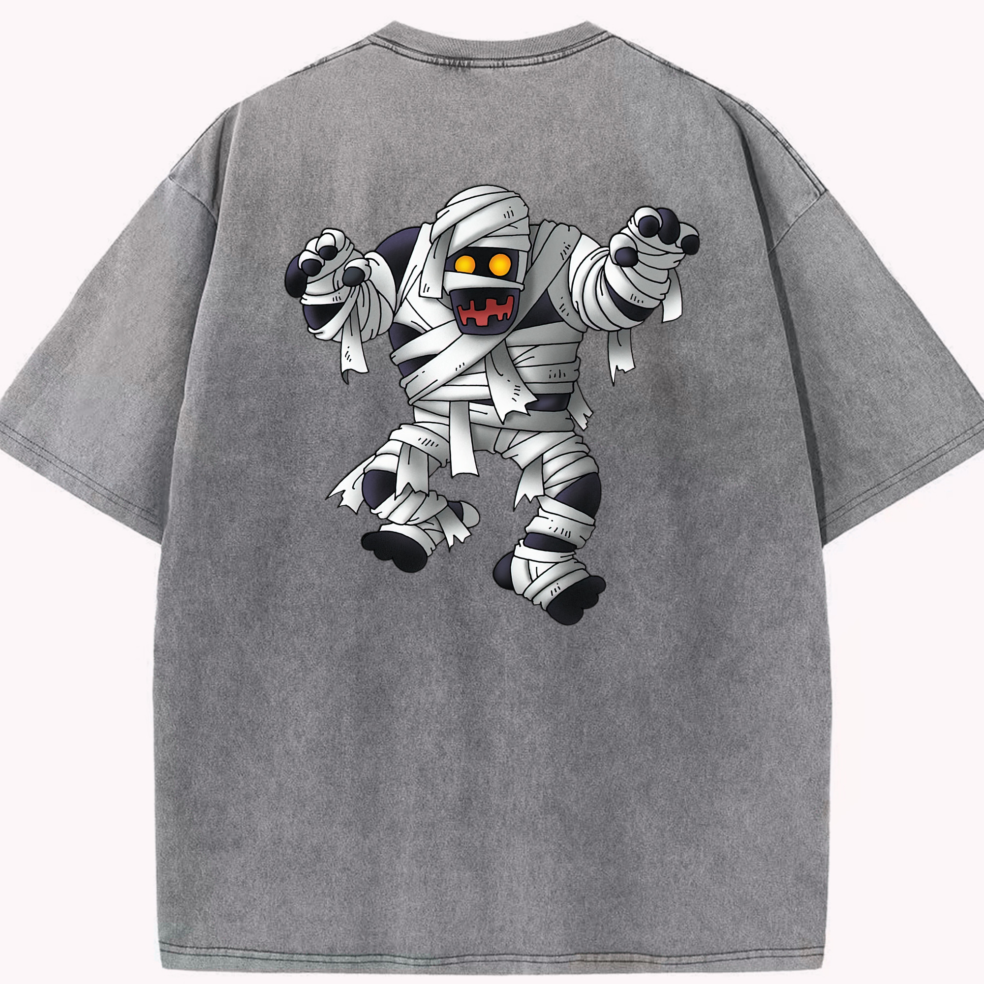 （画像用） ドラゴンクエスト Doragon Kuesuto Dragon Quest 綿100% ヴィンテージ風 半袖Tシャツ（背面プリント）
