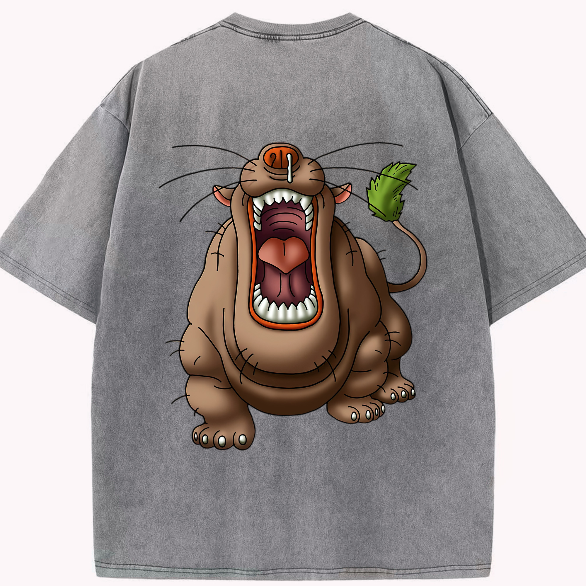 （画像用） ドラゴンクエスト Doragon Kuesuto Dragon Quest 綿100% ヴィンテージ風 半袖Tシャツ（背面プリント）