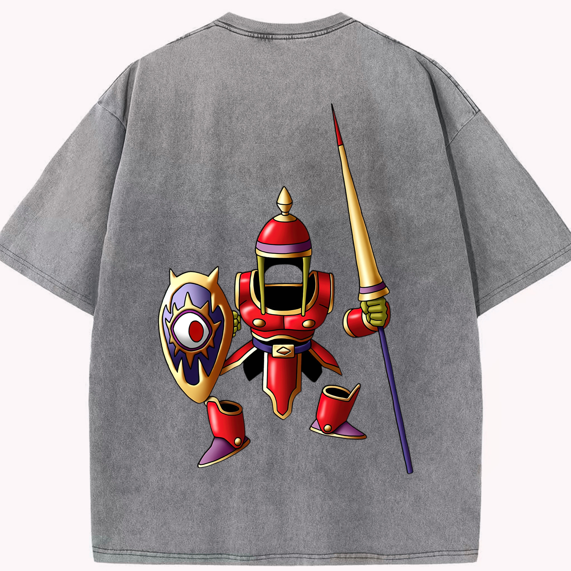 （画像用） ドラゴンクエスト Doragon Kuesuto Dragon Quest 綿100% ヴィンテージ風 半袖Tシャツ（背面プリント）