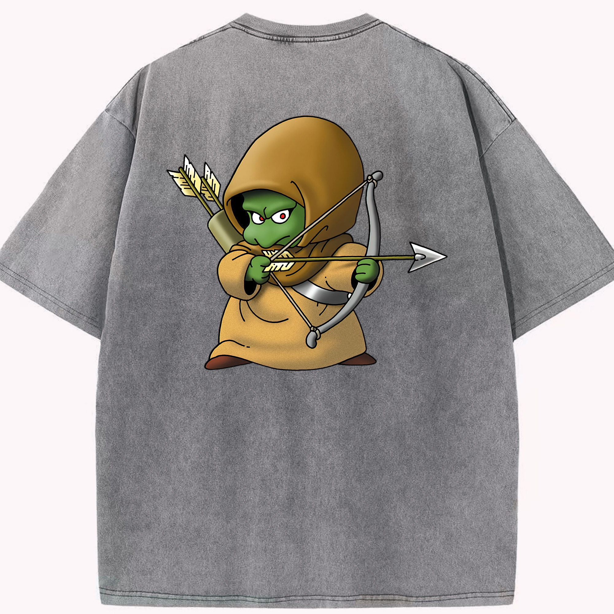 （画像用） ドラゴンクエスト Doragon Kuesuto Dragon Quest 綿100% ヴィンテージ風 半袖Tシャツ（背面プリント）