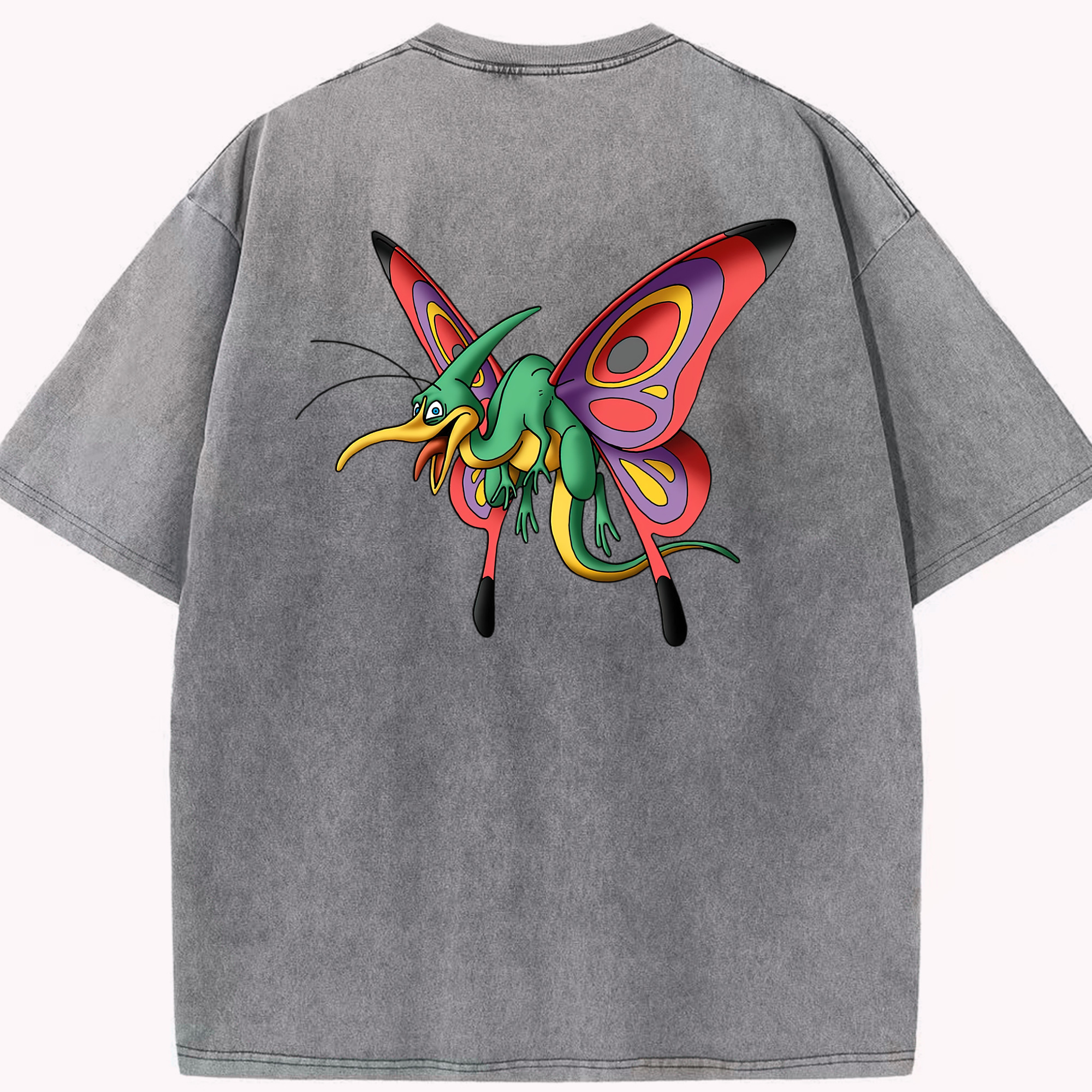 （画像用） ドラゴンクエスト Doragon Kuesuto Dragon Quest 綿100% ヴィンテージ風 半袖Tシャツ（背面プリント）