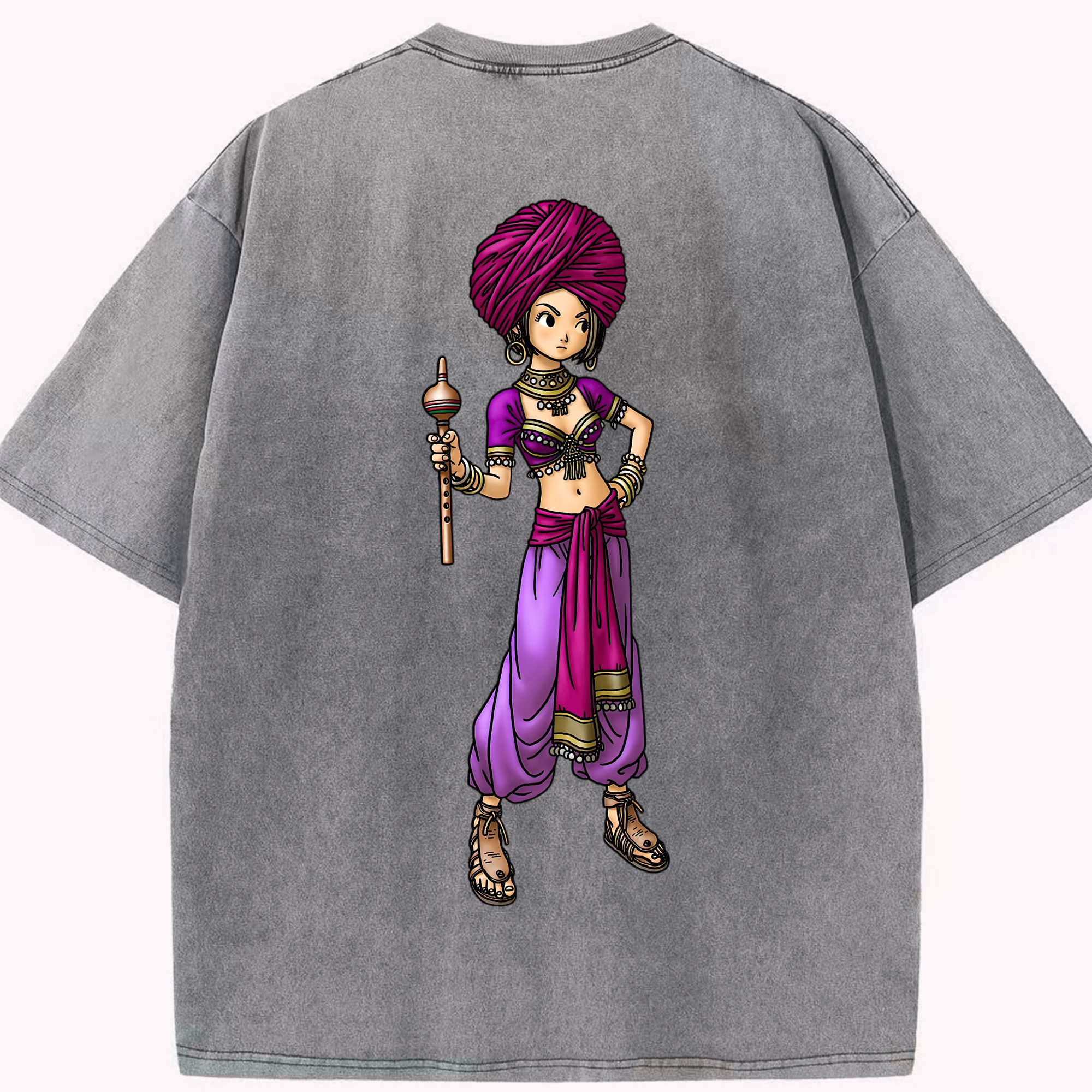 （画像用） ドラゴンクエスト Doragon Kuesuto Dragon Quest 綿100% ヴィンテージ風 半袖Tシャツ（背面プリント）