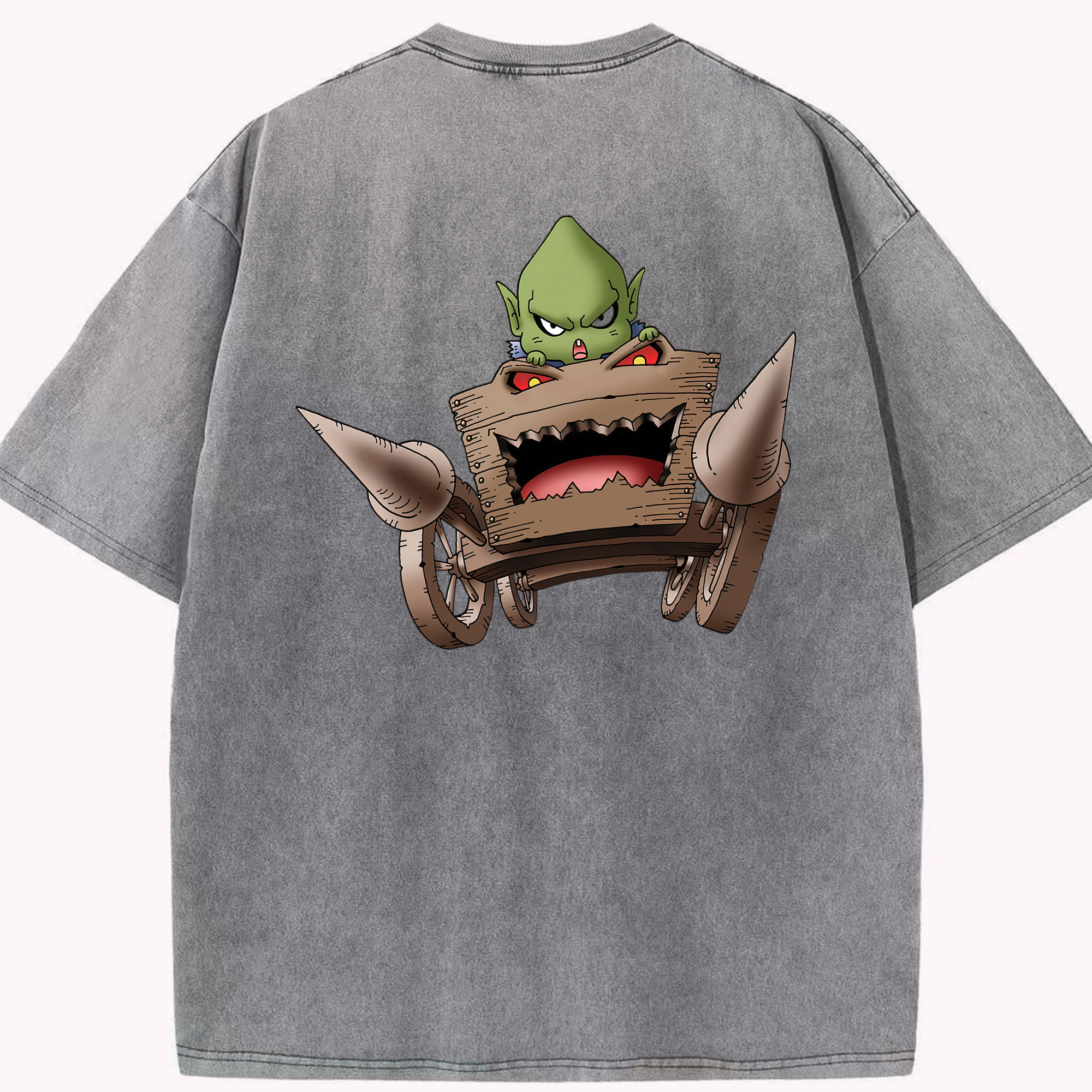 （画像用） ドラゴンクエスト Doragon Kuesuto Dragon Quest 綿100% ヴィンテージ風 半袖Tシャツ（背面プリント）