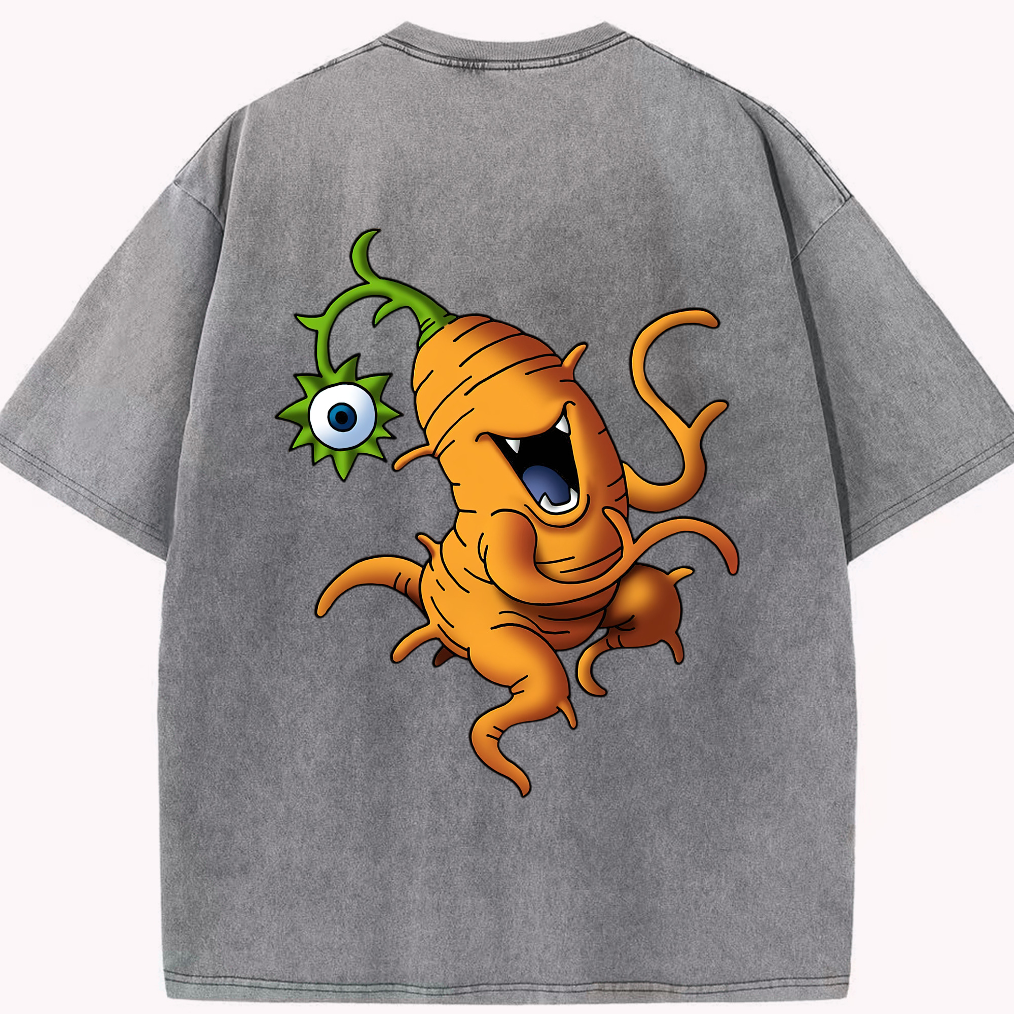 （画像用） ドラゴンクエスト Doragon Kuesuto Dragon Quest 綿100% ヴィンテージ風 半袖Tシャツ（背面プリント）