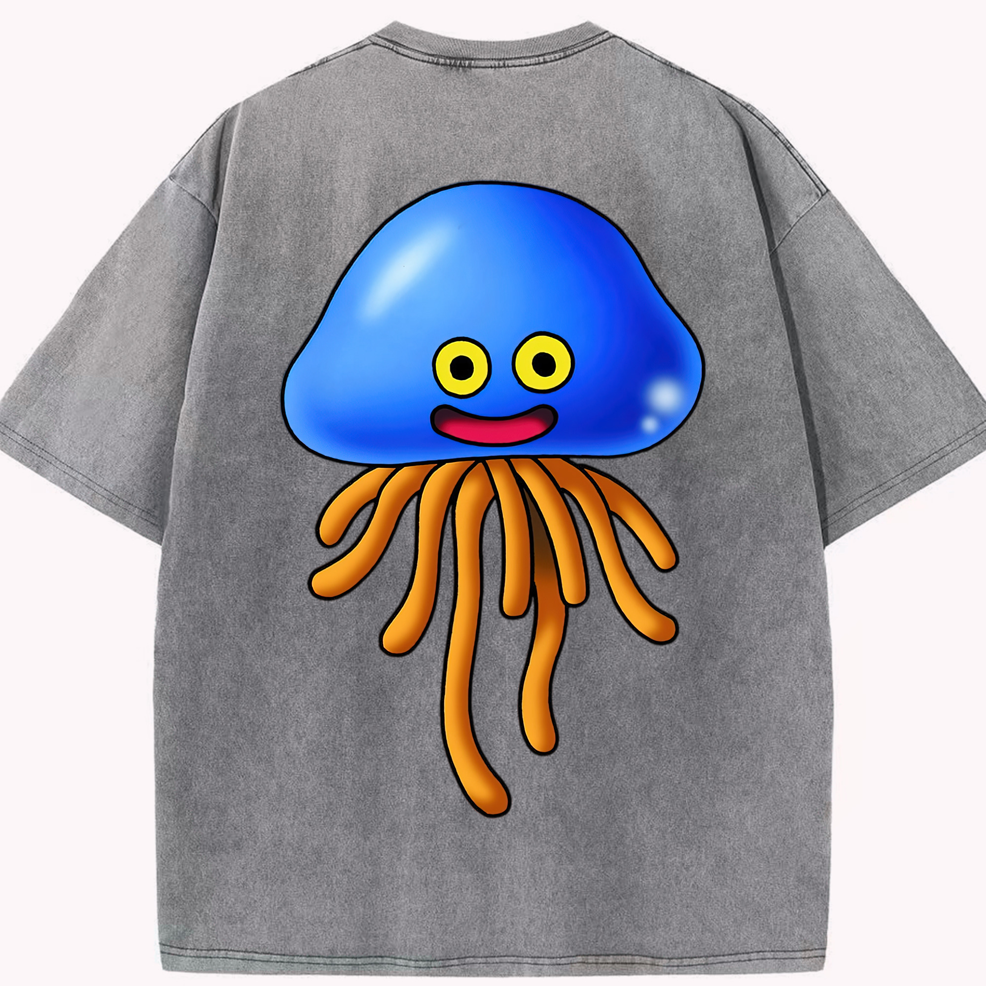 （画像用） ドラゴンクエスト Doragon Kuesuto Dragon Quest 綿100% ヴィンテージ風 半袖Tシャツ（背面プリント）