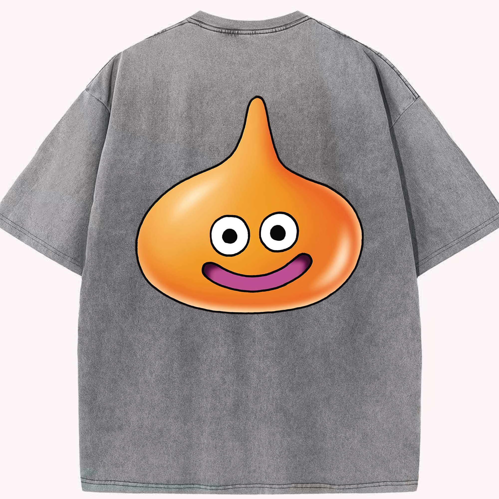 （画像用） ドラゴンクエスト Doragon Kuesuto Dragon Quest 綿100% ヴィンテージ風 半袖Tシャツ（背面プリント）