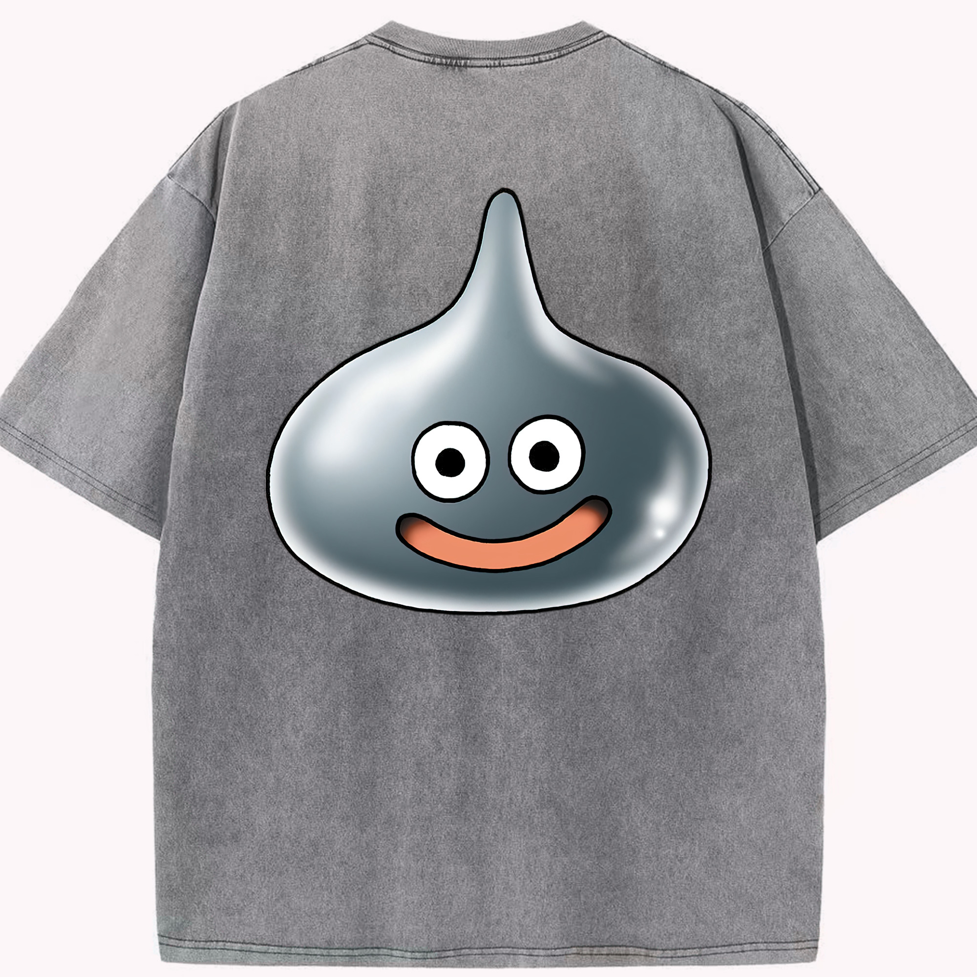 （画像用） ドラゴンクエスト Doragon Kuesuto Dragon Quest 綿100% ヴィンテージ風 半袖Tシャツ（背面プリント）