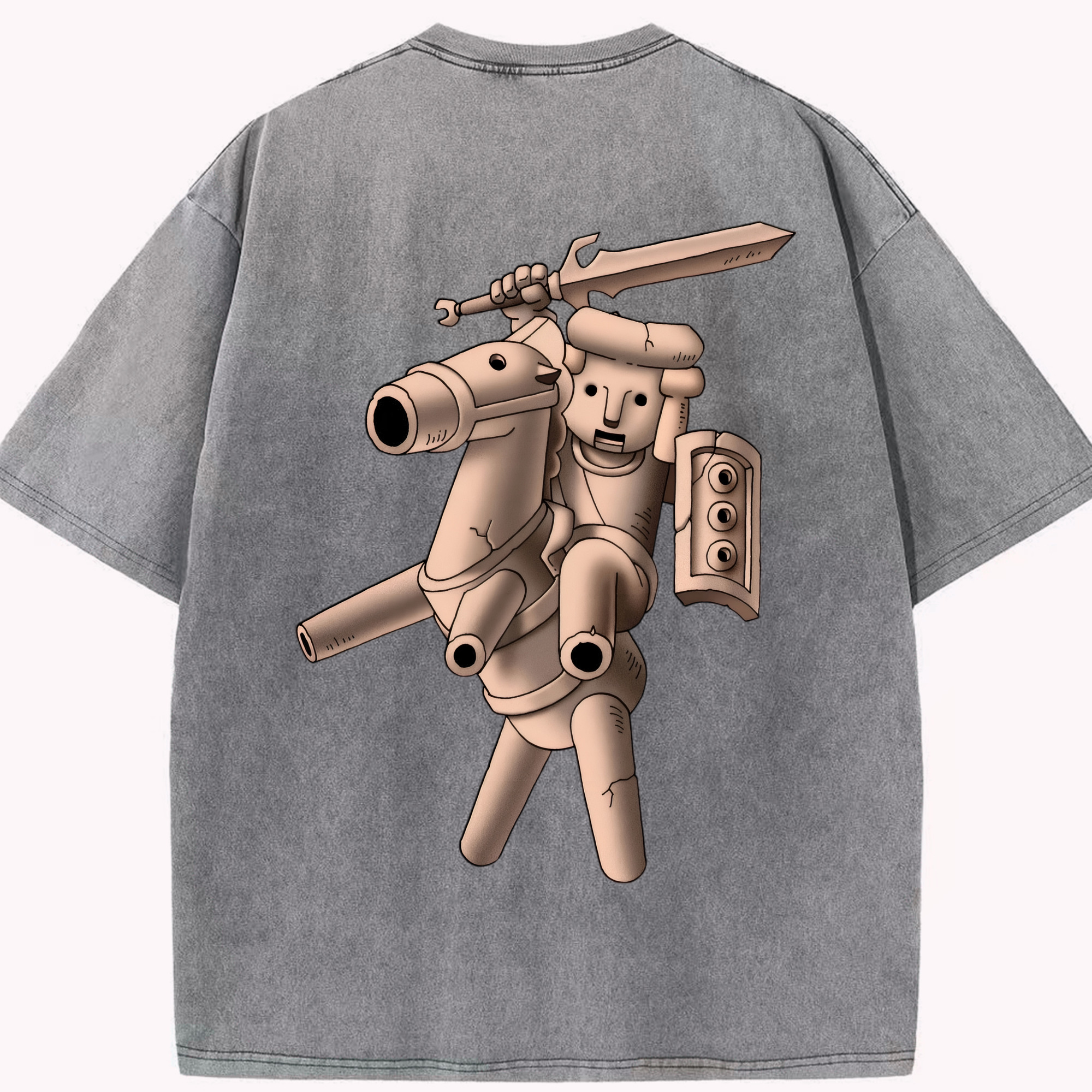（画像用） ドラゴンクエスト Doragon Kuesuto Dragon Quest 綿100% ヴィンテージ風 半袖Tシャツ（背面プリント）