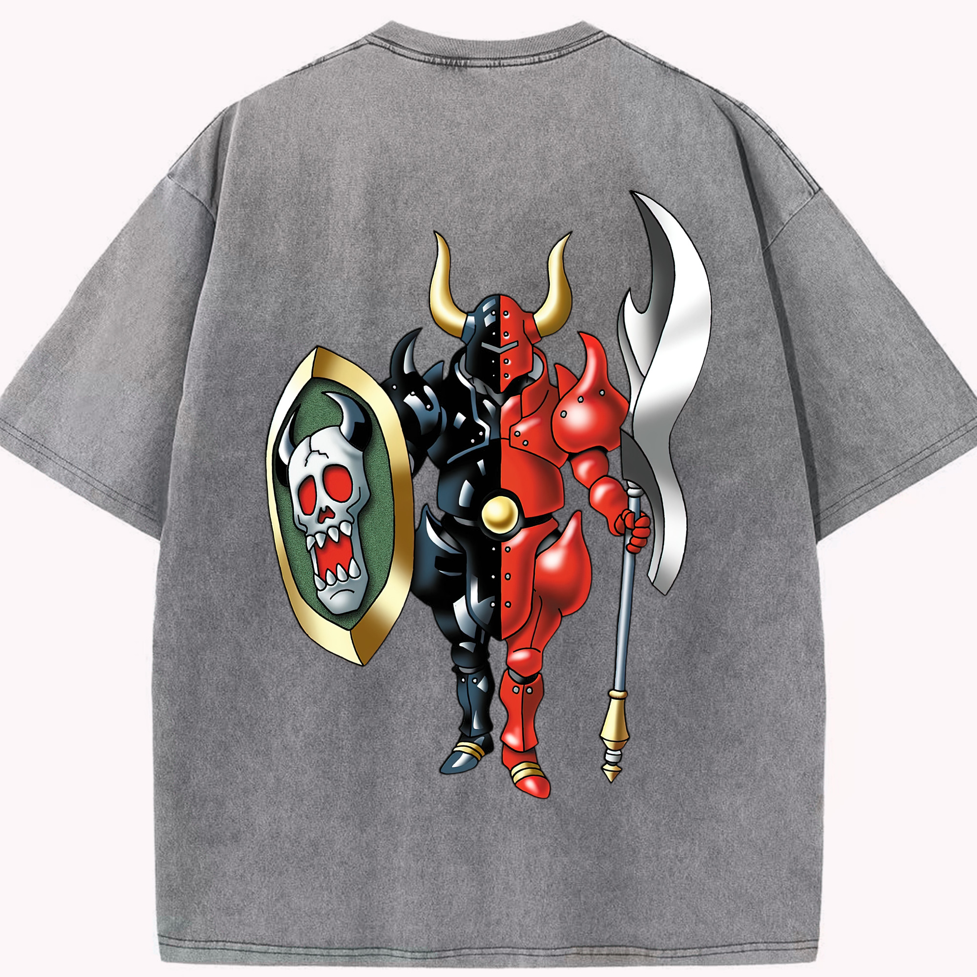 （画像用） ドラゴンクエスト Doragon Kuesuto Dragon Quest 綿100% ヴィンテージ風 半袖Tシャツ（背面プリント）