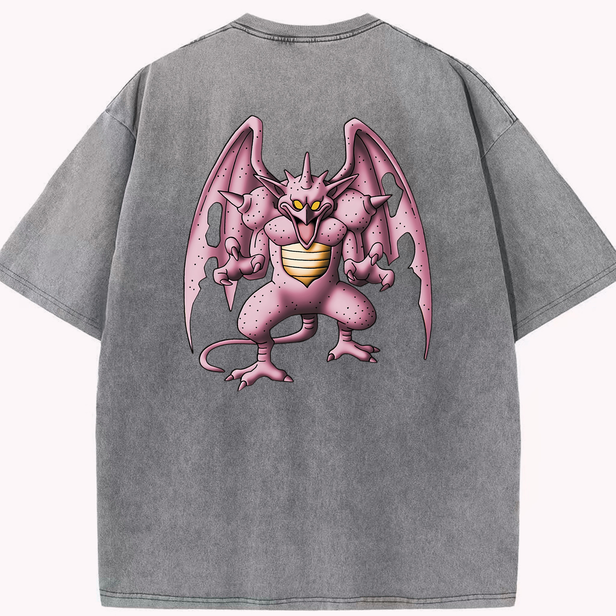 （画像用） ドラゴンクエスト Doragon Kuesuto Dragon Quest 綿100% ヴィンテージ風 半袖Tシャツ（背面プリント）