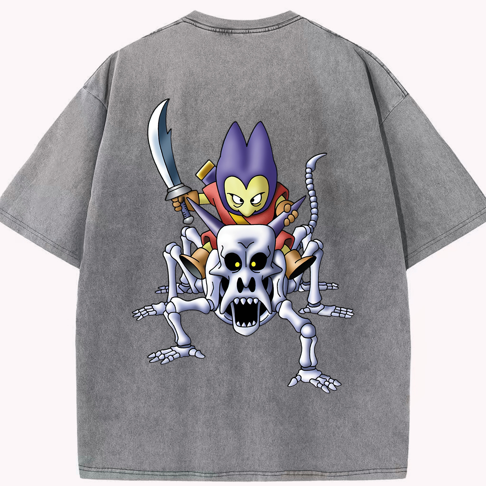 （画像用） ドラゴンクエスト Doragon Kuesuto Dragon Quest 綿100% ヴィンテージ風 半袖Tシャツ（背面プリント）