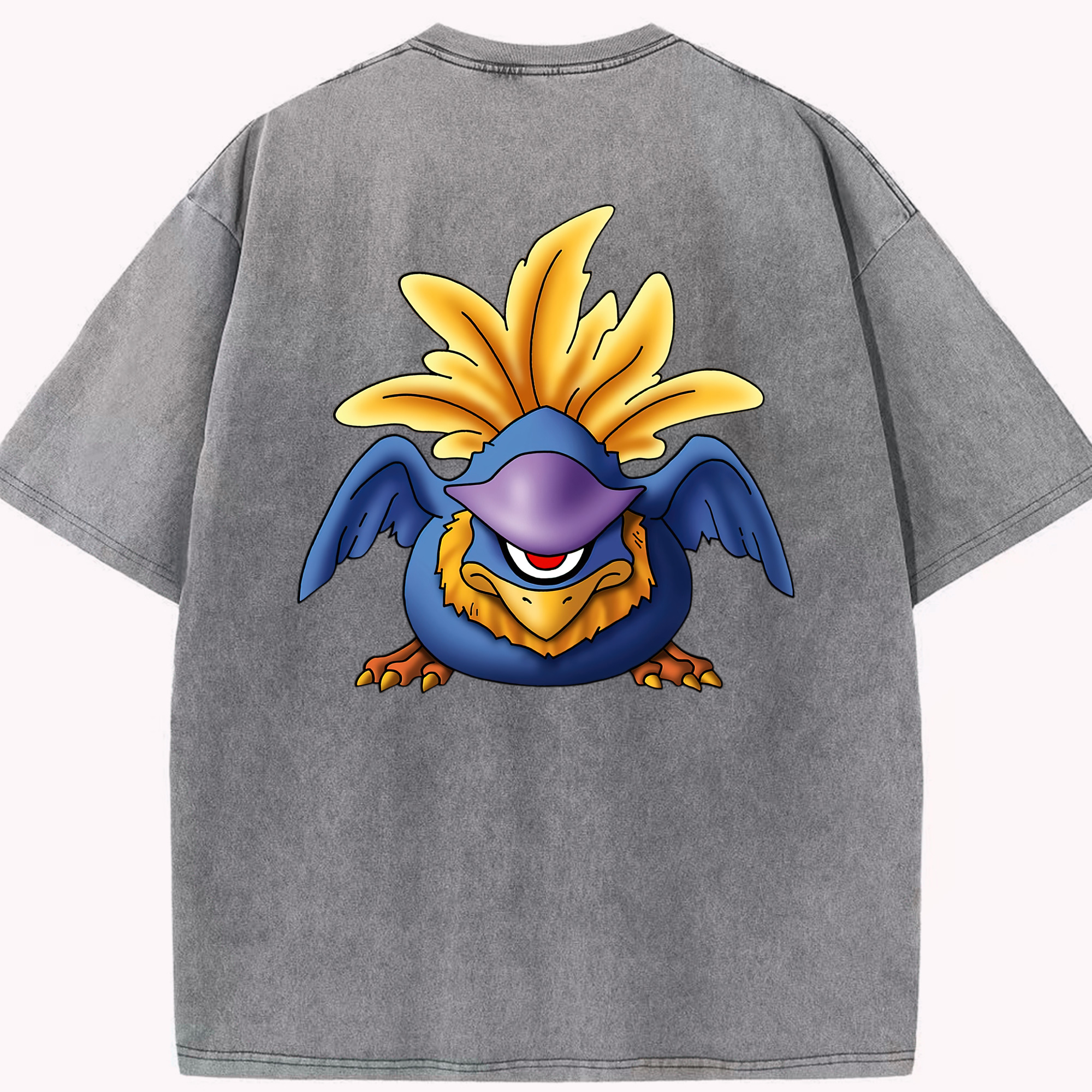 （画像用） ドラゴンクエスト Doragon Kuesuto Dragon Quest 綿100% ヴィンテージ風 半袖Tシャツ（背面プリント）