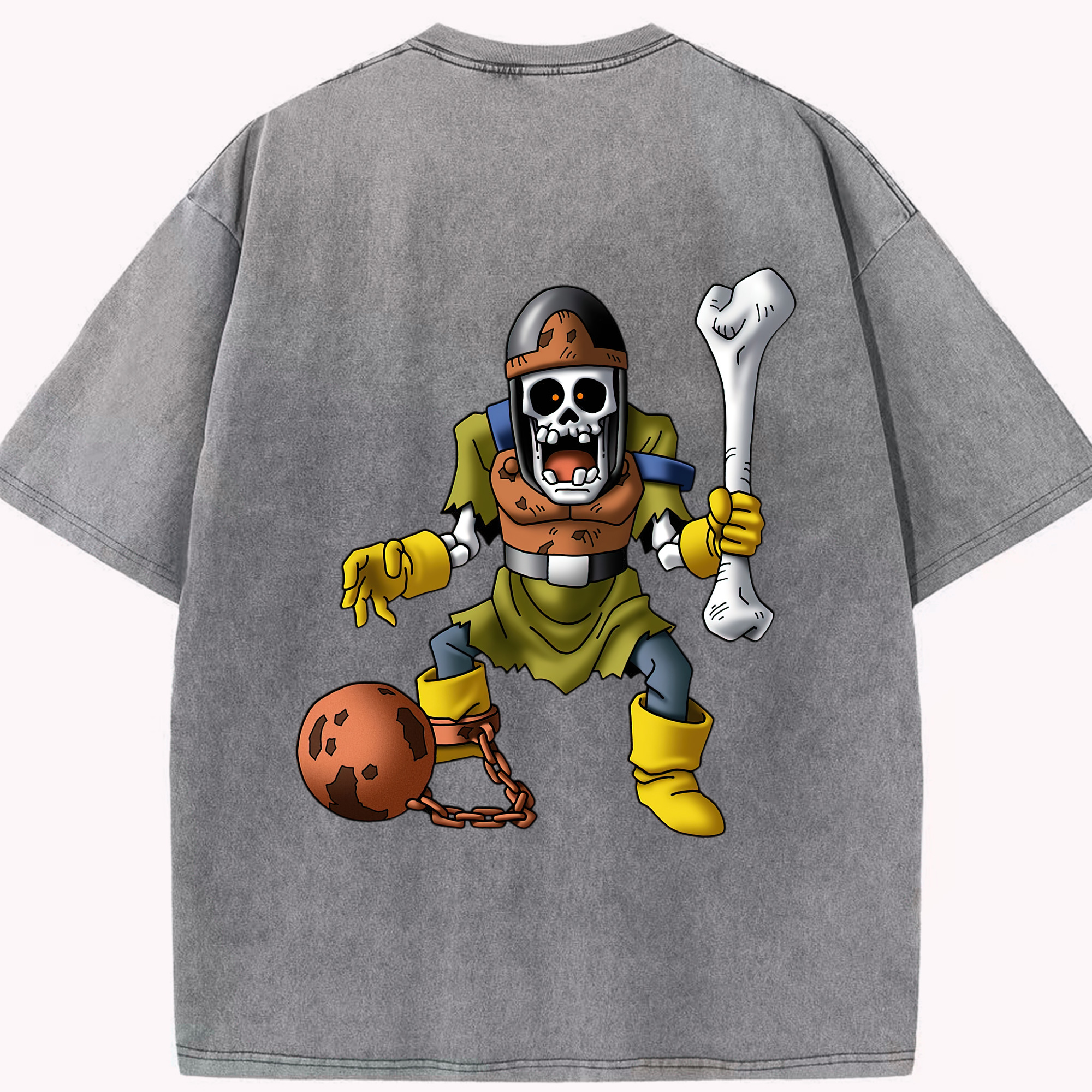 （画像用） ドラゴンクエスト Doragon Kuesuto Dragon Quest 綿100% ヴィンテージ風 半袖Tシャツ（背面プリント）