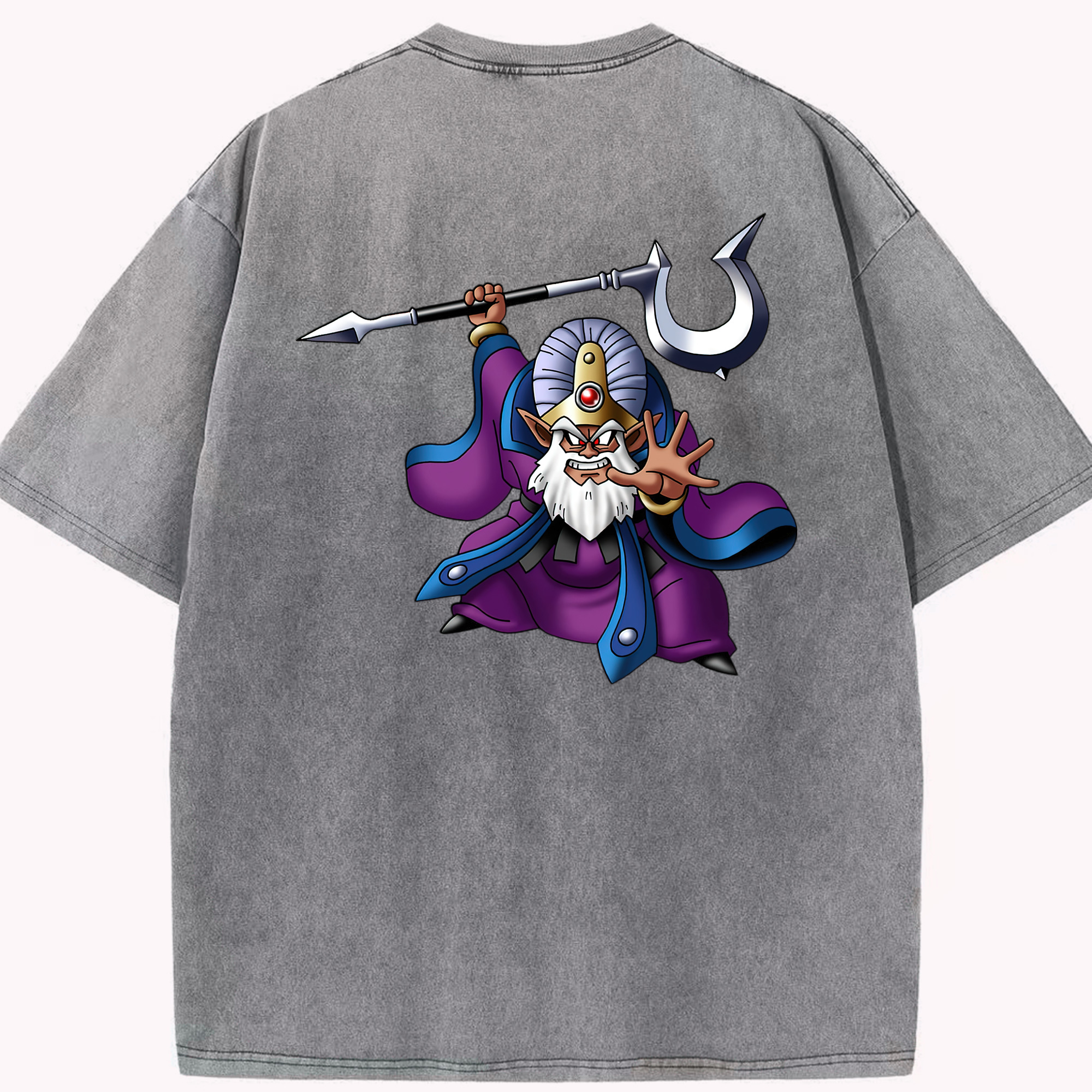 （画像用） ドラゴンクエスト Doragon Kuesuto Dragon Quest 綿100% ヴィンテージ風 半袖Tシャツ（背面プリント）