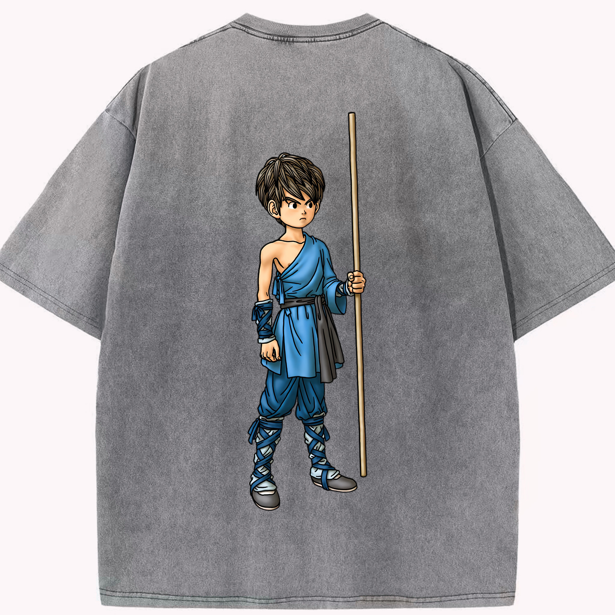 （画像用） ドラゴンクエスト Doragon Kuesuto Dragon Quest 綿100% ヴィンテージ風 半袖Tシャツ（背面プリント）