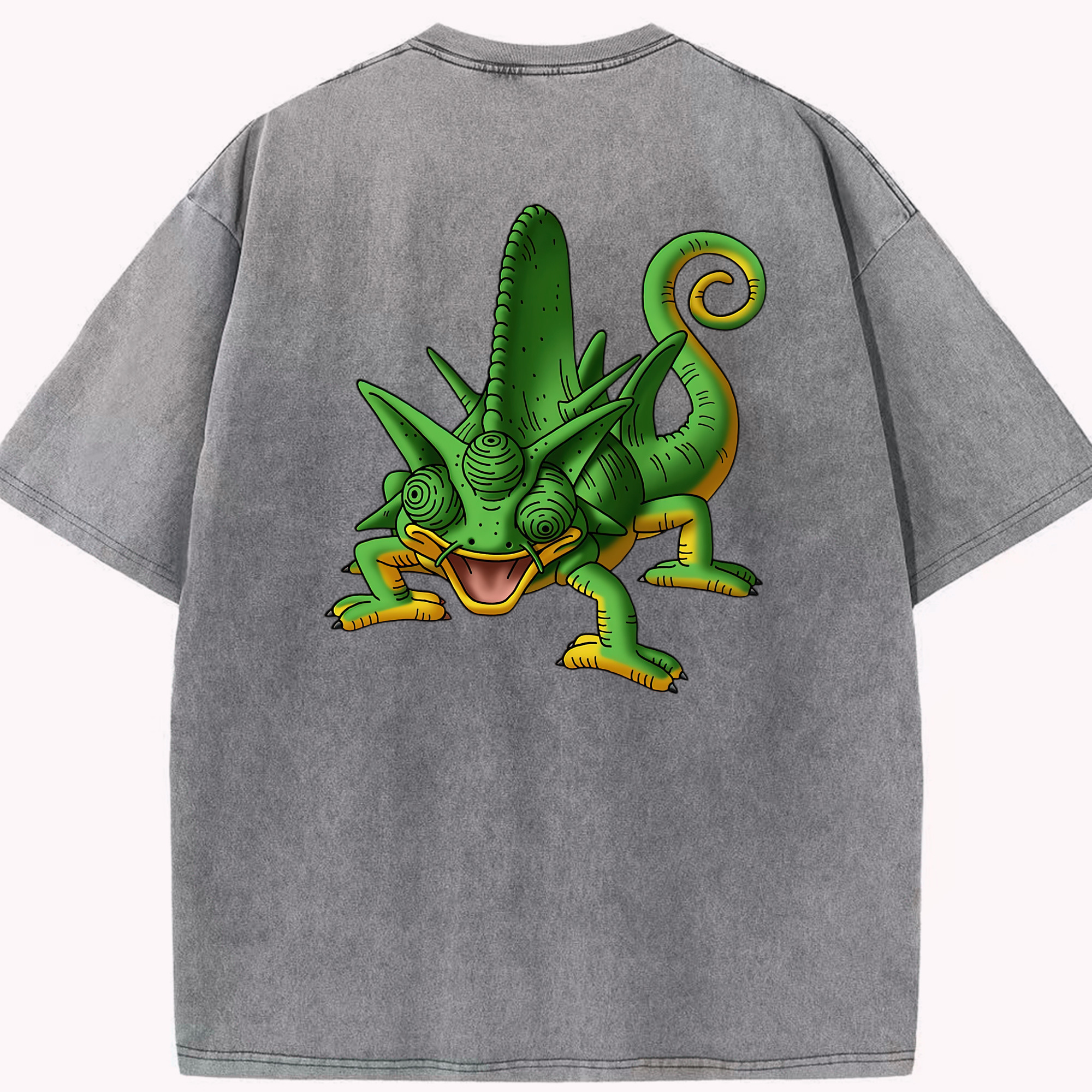 （画像用） ドラゴンクエスト Doragon Kuesuto Dragon Quest 綿100% ヴィンテージ風 半袖Tシャツ（背面プリント）