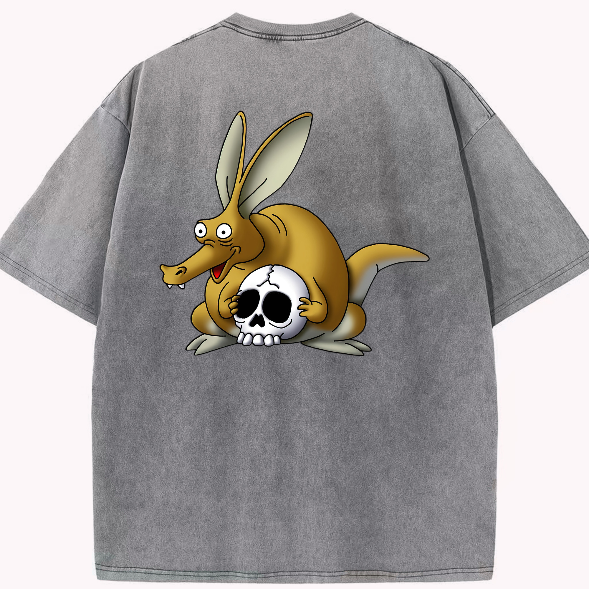 （画像用） ドラゴンクエスト Doragon Kuesuto Dragon Quest 綿100% ヴィンテージ風 半袖Tシャツ（背面プリント）