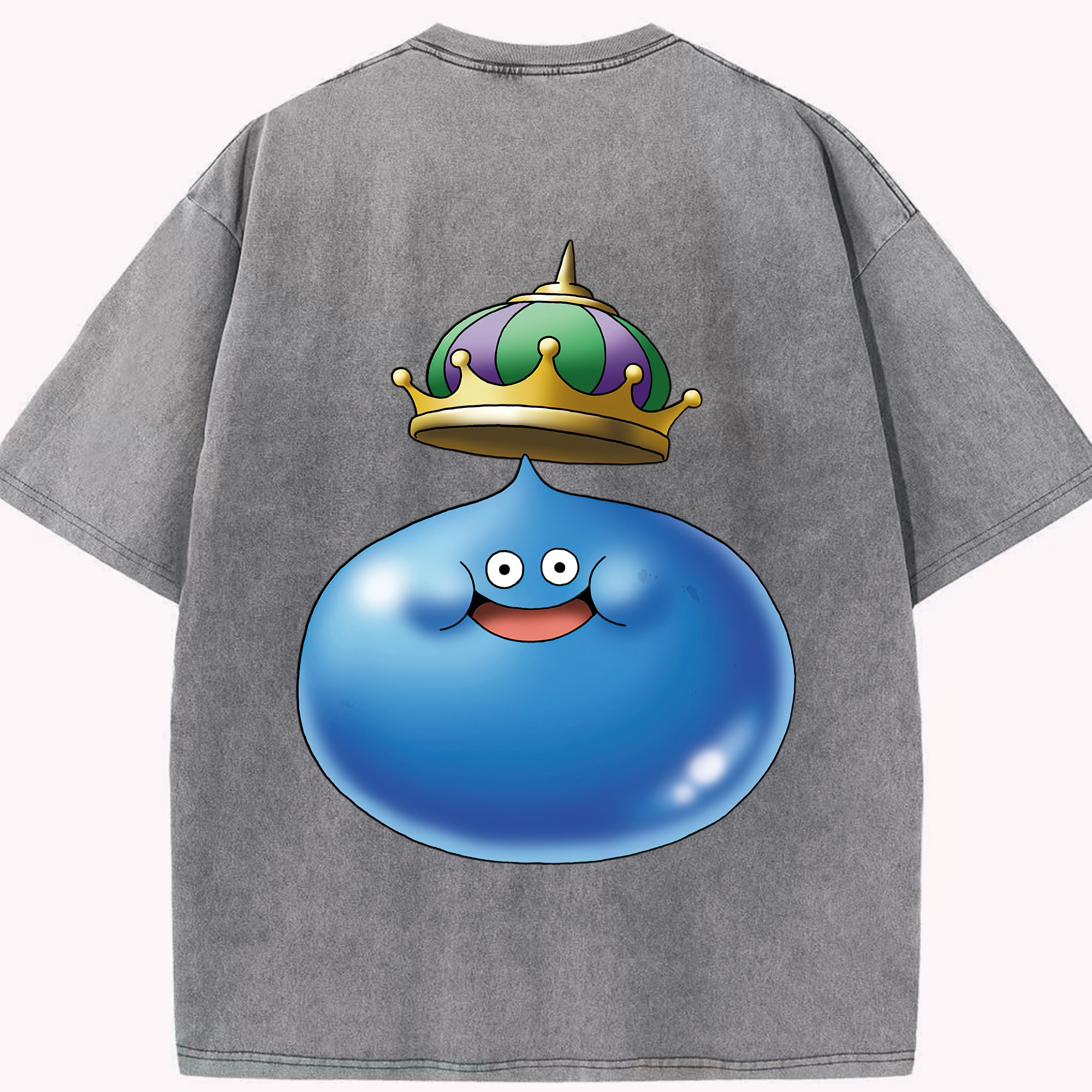 （画像用） ドラゴンクエスト Doragon Kuesuto Dragon Quest 綿100% ヴィンテージ風 半袖Tシャツ（背面プリント）