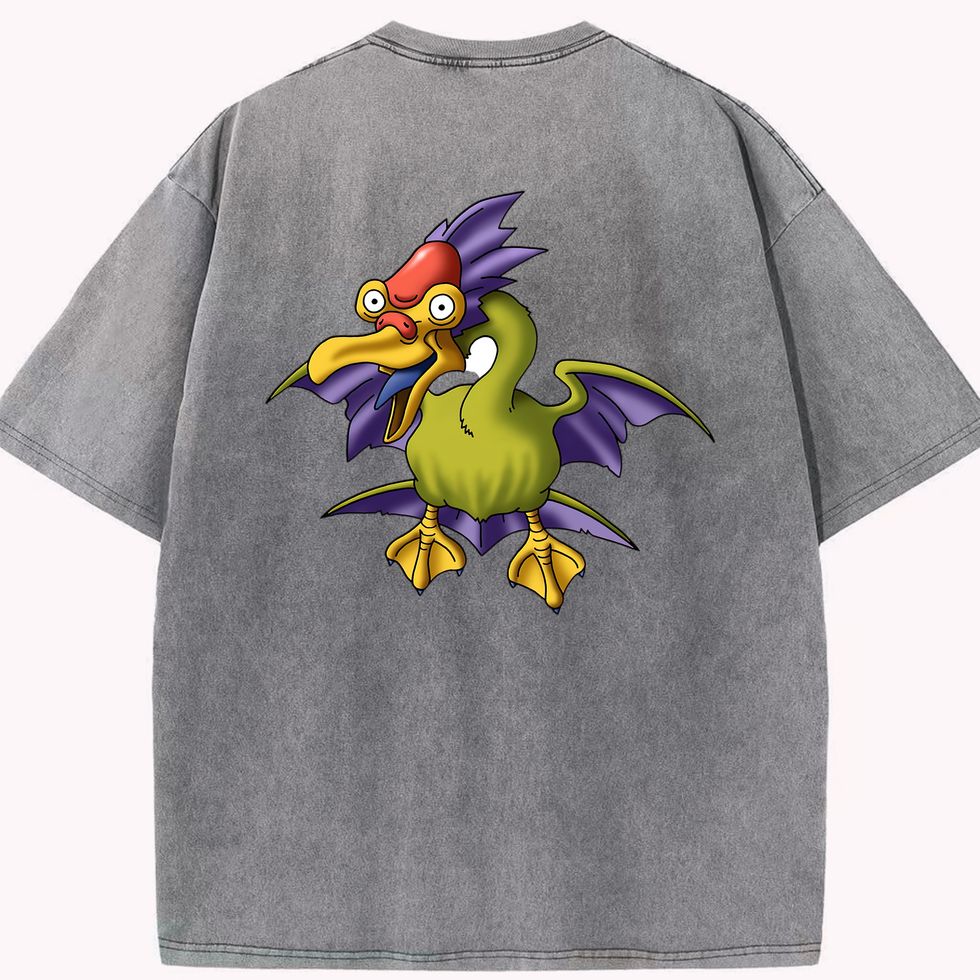 （画像用） ドラゴンクエスト Doragon Kuesuto Dragon Quest 綿100% ヴィンテージ風 半袖Tシャツ（背面プリント）
