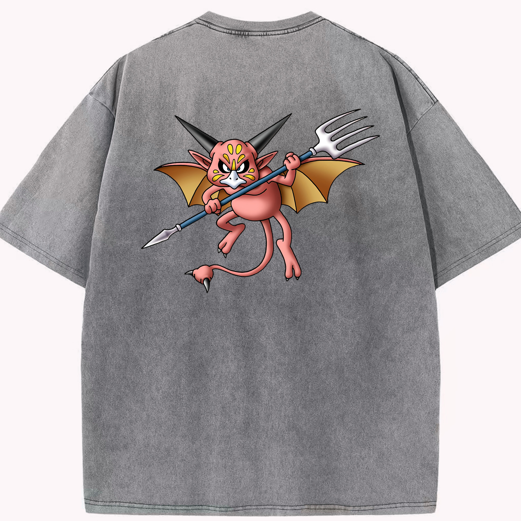 （画像用） ドラゴンクエスト Doragon Kuesuto Dragon Quest 綿100% ヴィンテージ風 半袖Tシャツ（背面プリント）