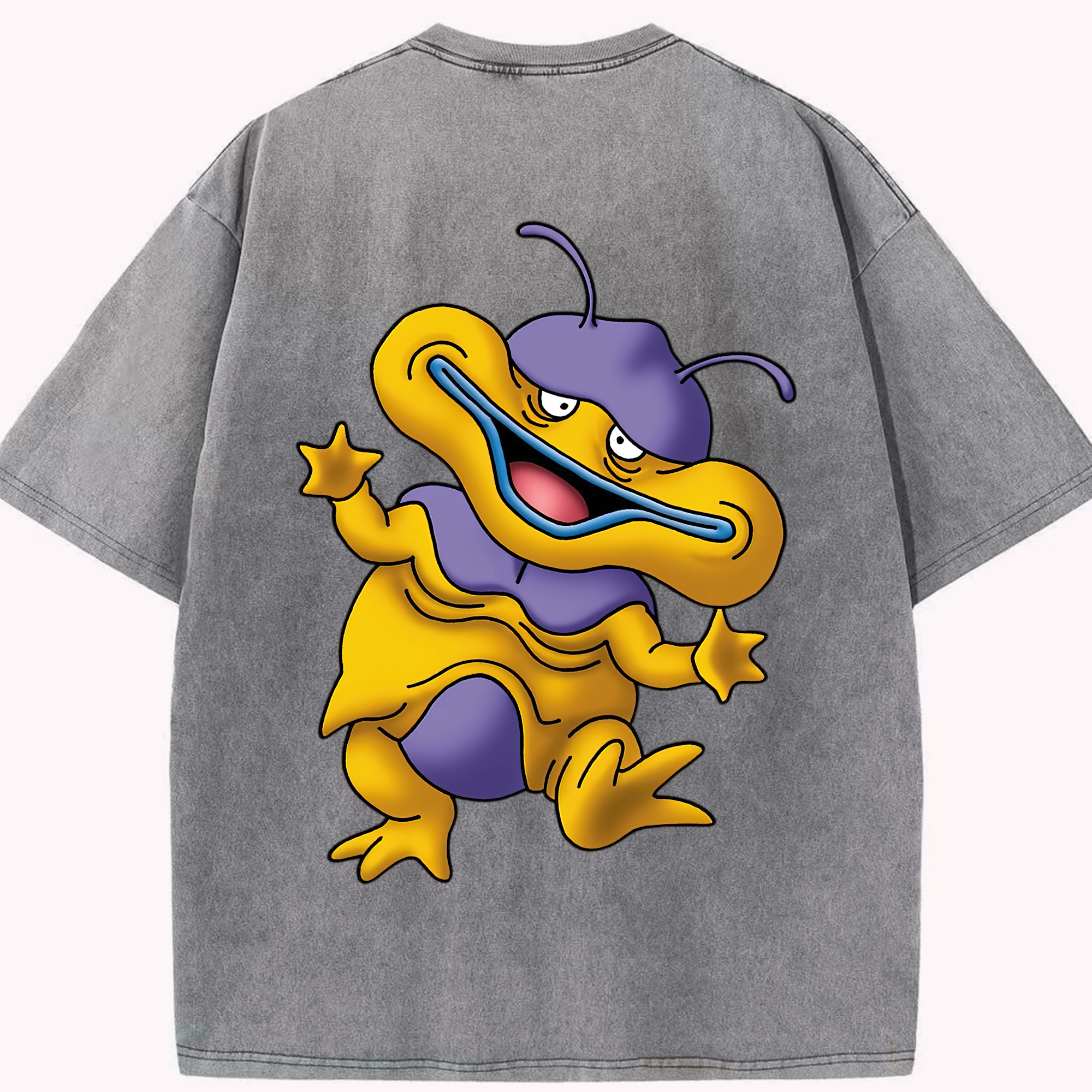 （画像用） ドラゴンクエスト Doragon Kuesuto Dragon Quest 綿100% ヴィンテージ風 半袖Tシャツ（背面プリント）