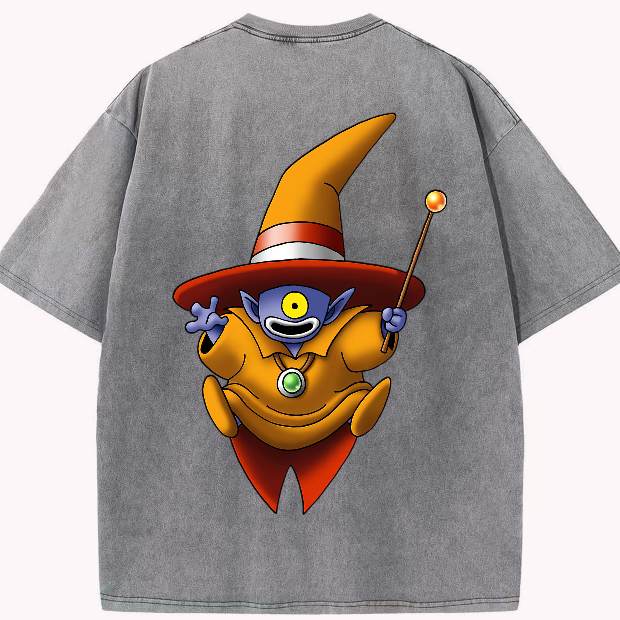 （画像用） ドラゴンクエスト Doragon Kuesuto Dragon Quest 綿100% ヴィンテージ風 半袖Tシャツ（背面プリント）