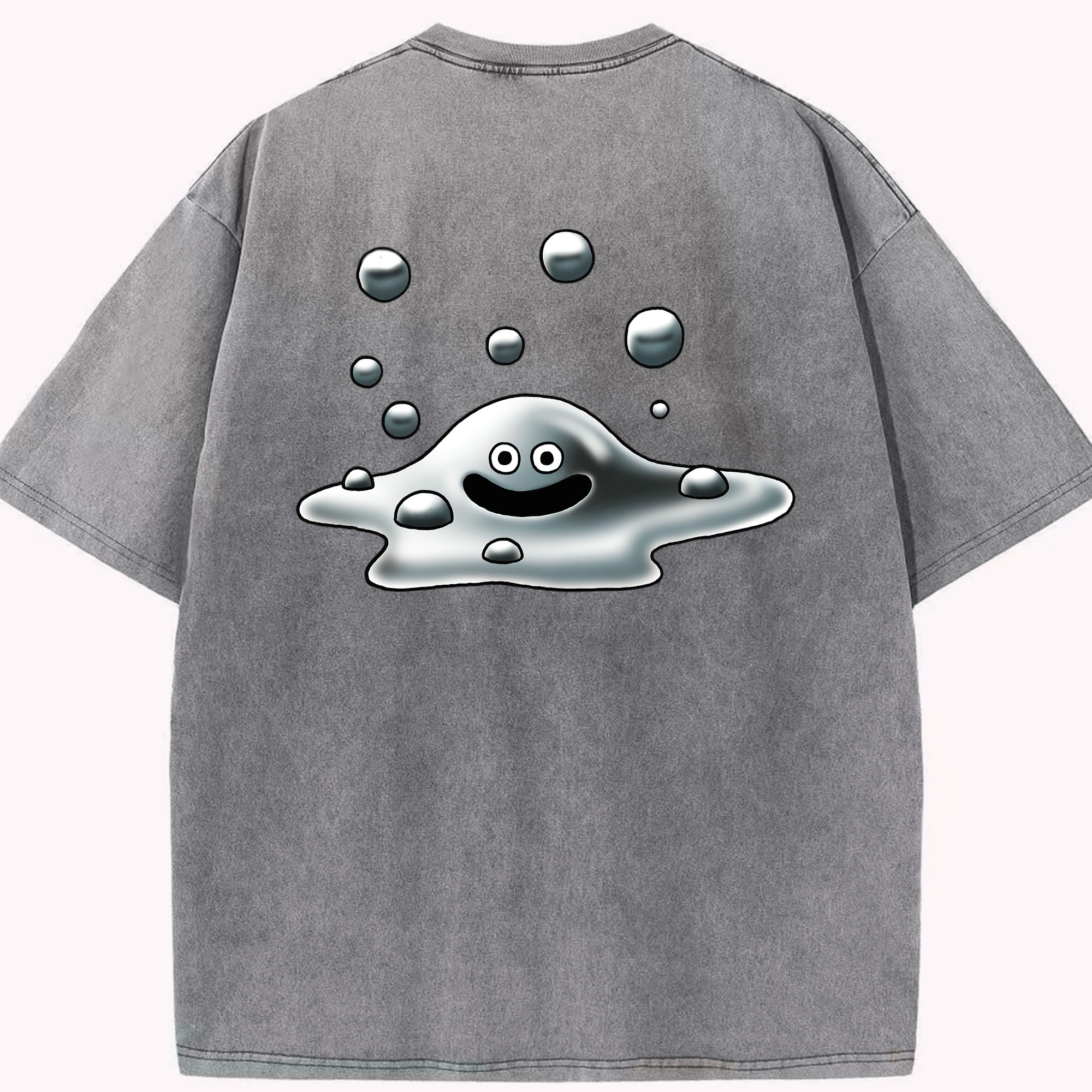 （画像用） ドラゴンクエスト Doragon Kuesuto Dragon Quest 綿100% ヴィンテージ風 半袖Tシャツ（背面プリント）