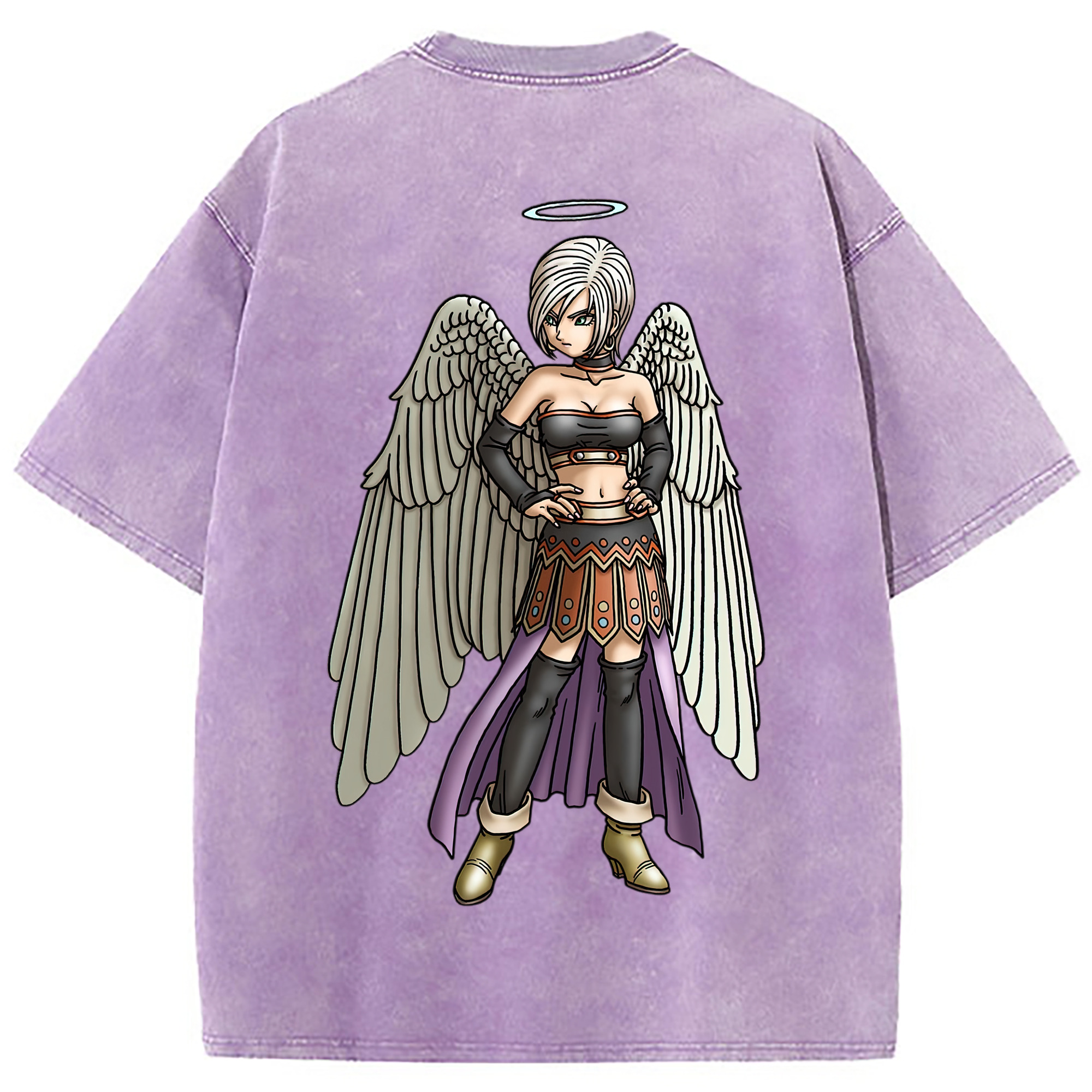 （画像用） ドラゴンクエスト Doragon Kuesuto Dragon Quest 綿100% ヴィンテージ風 半袖Tシャツ（背面プリント）