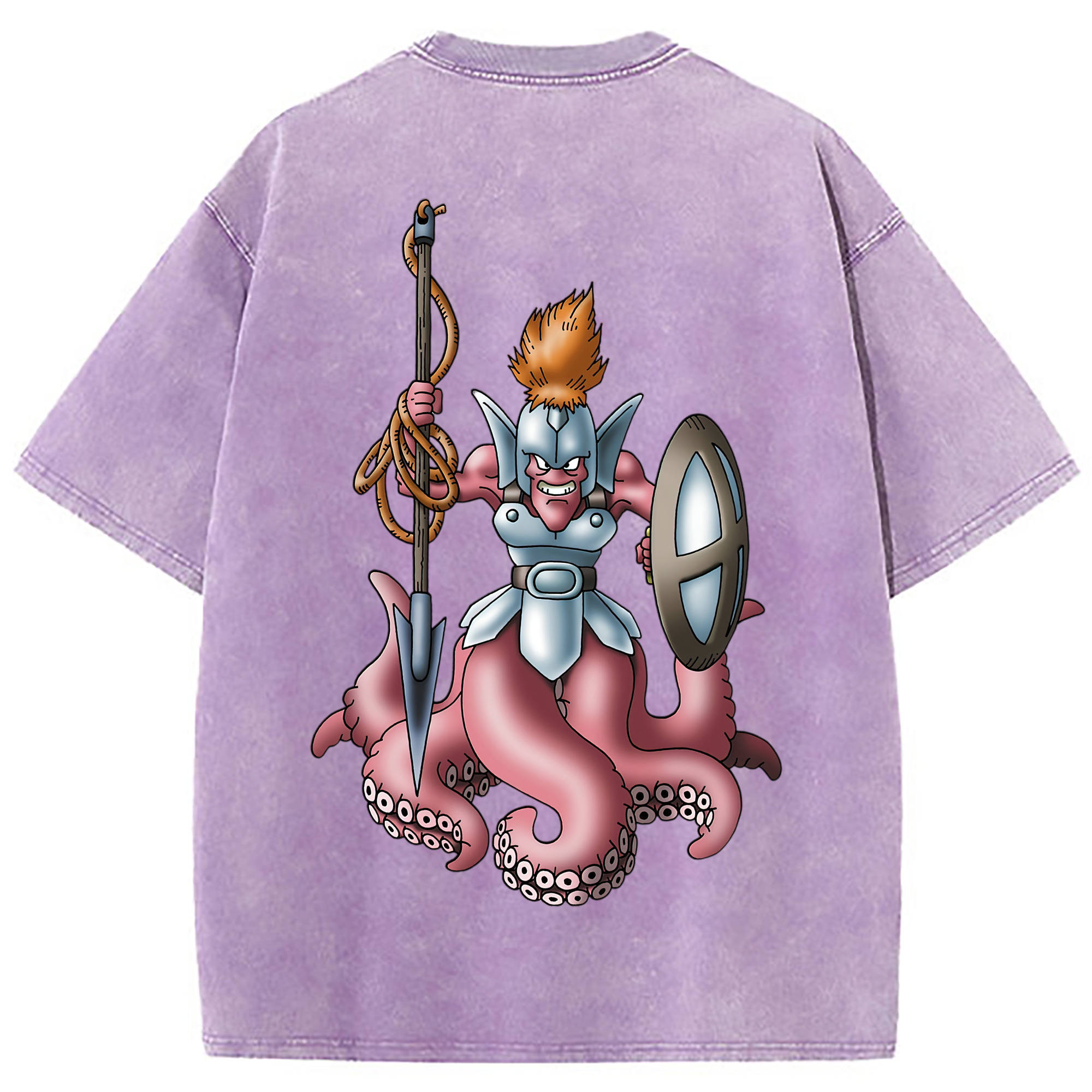 （画像用） ドラゴンクエスト Doragon Kuesuto Dragon Quest 綿100% ヴィンテージ風 半袖Tシャツ（背面プリント）