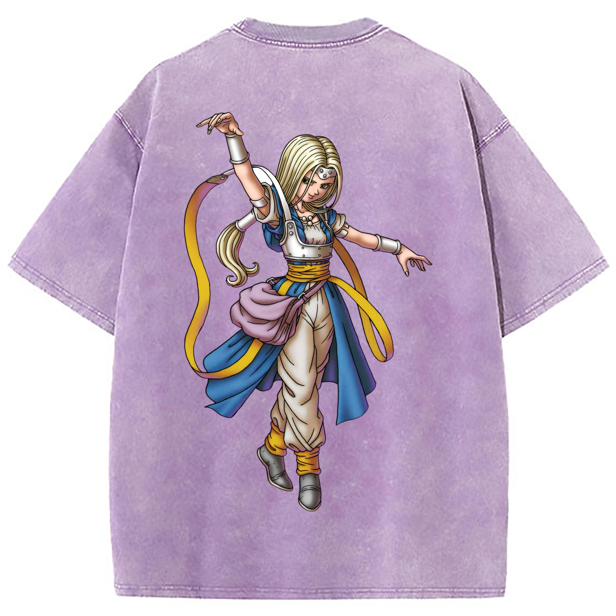 （画像用） ドラゴンクエスト Doragon Kuesuto Dragon Quest 綿100% ヴィンテージ風 半袖Tシャツ（背面プリント）