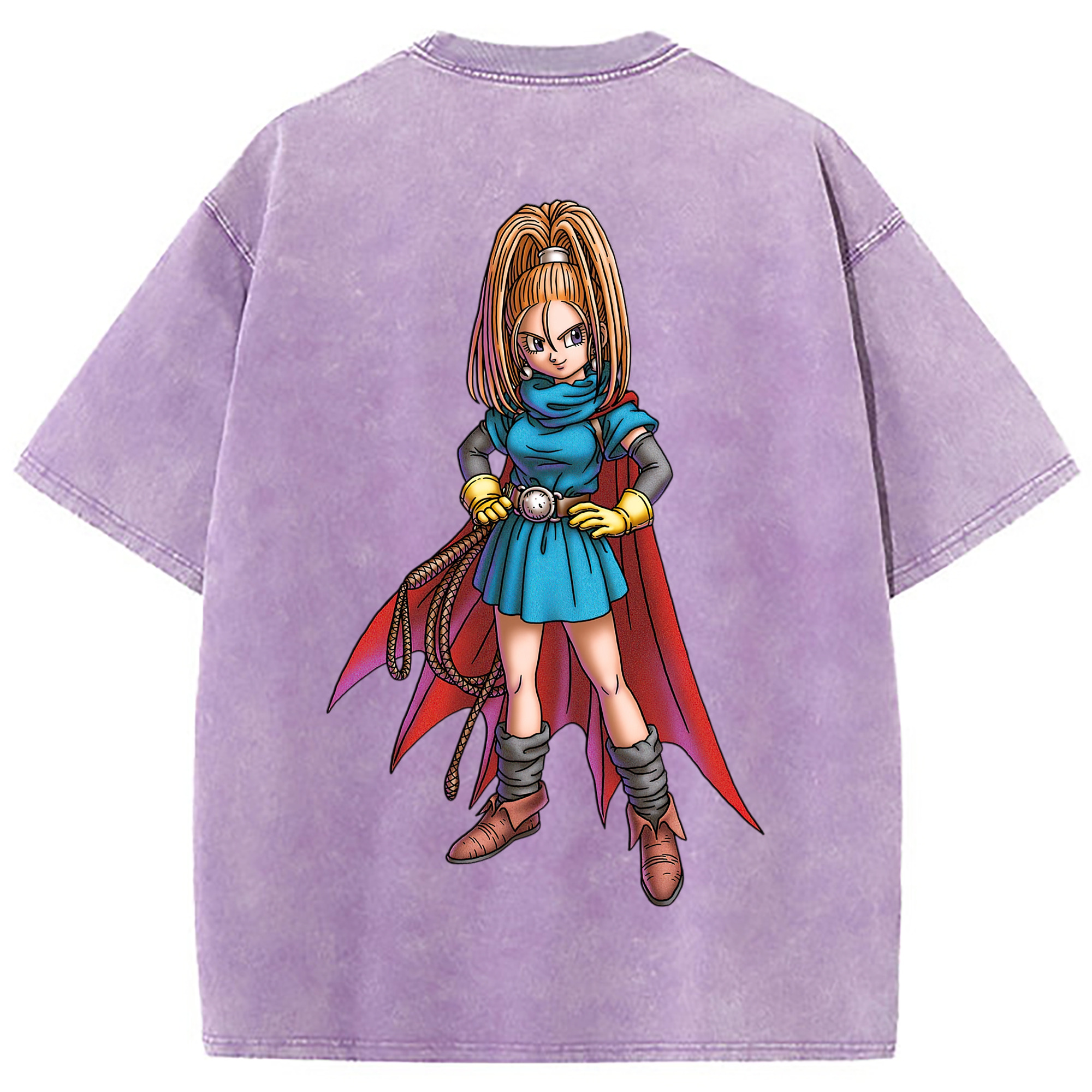 （画像用） ドラゴンクエスト Doragon Kuesuto Dragon Quest 綿100% ヴィンテージ風 半袖Tシャツ（背面プリント）