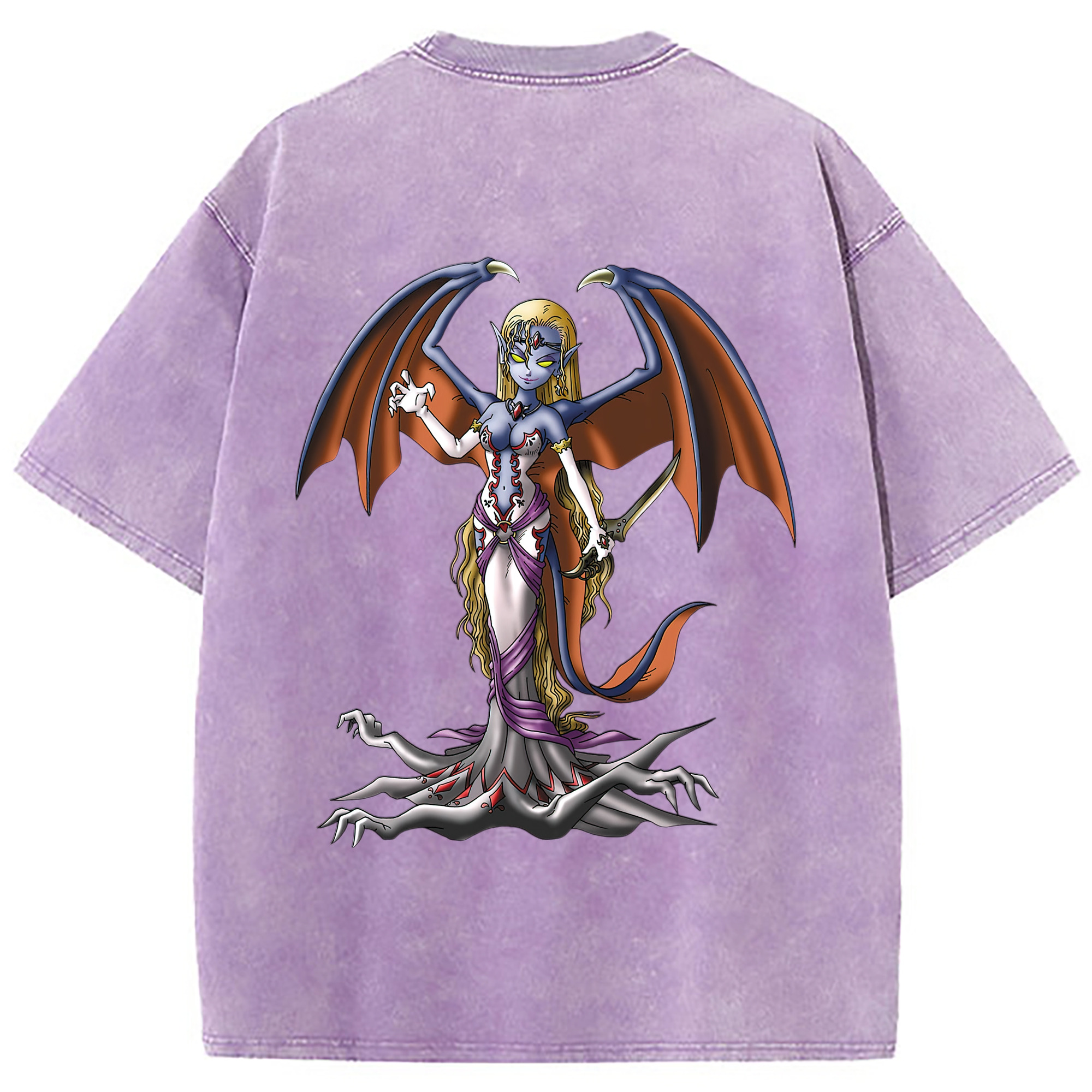 （画像用） ドラゴンクエスト Doragon Kuesuto Dragon Quest 綿100% ヴィンテージ風 半袖Tシャツ（背面プリント）