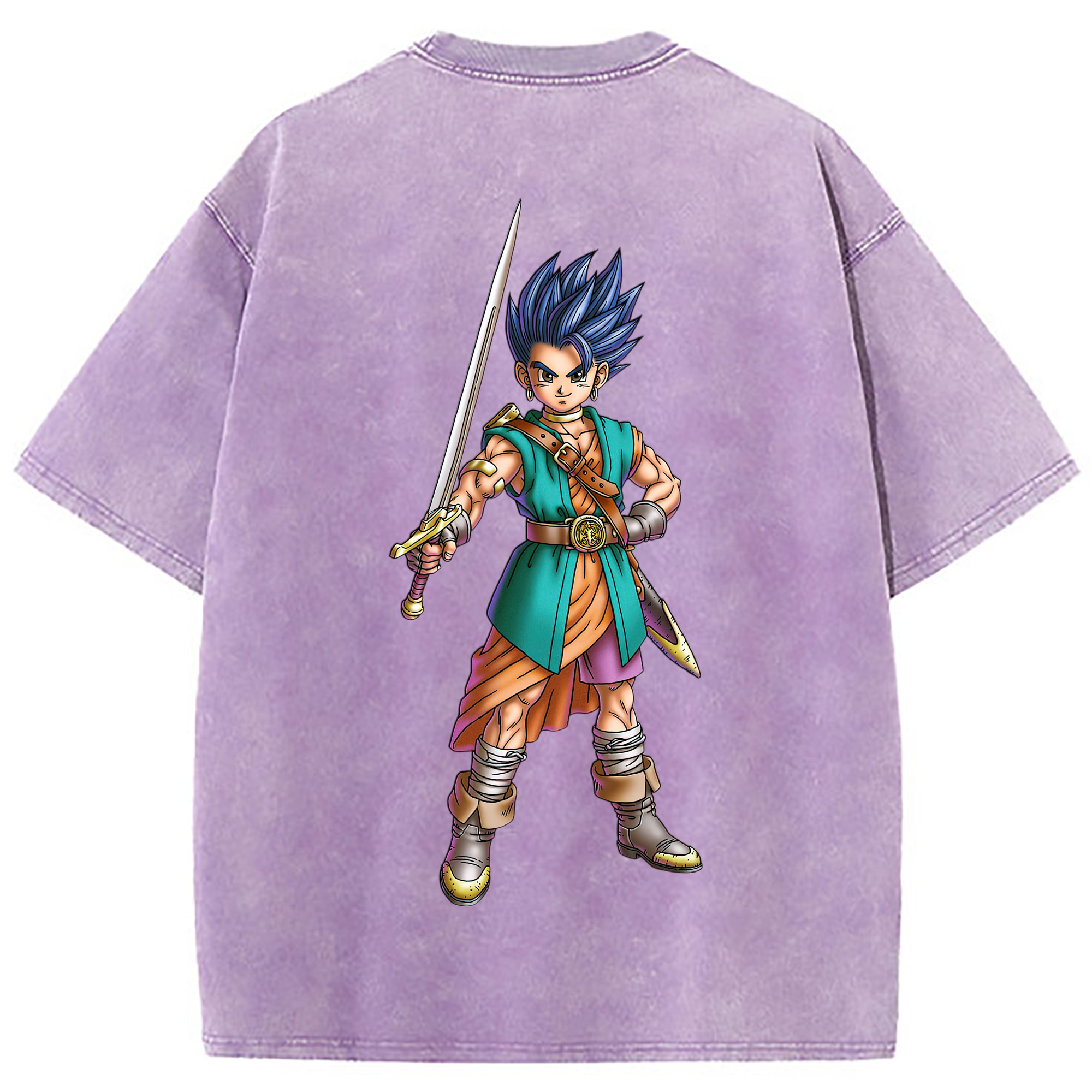 （画像用） ドラゴンクエスト Doragon Kuesuto Dragon Quest 綿100% ヴィンテージ風 半袖Tシャツ（背面プリント）