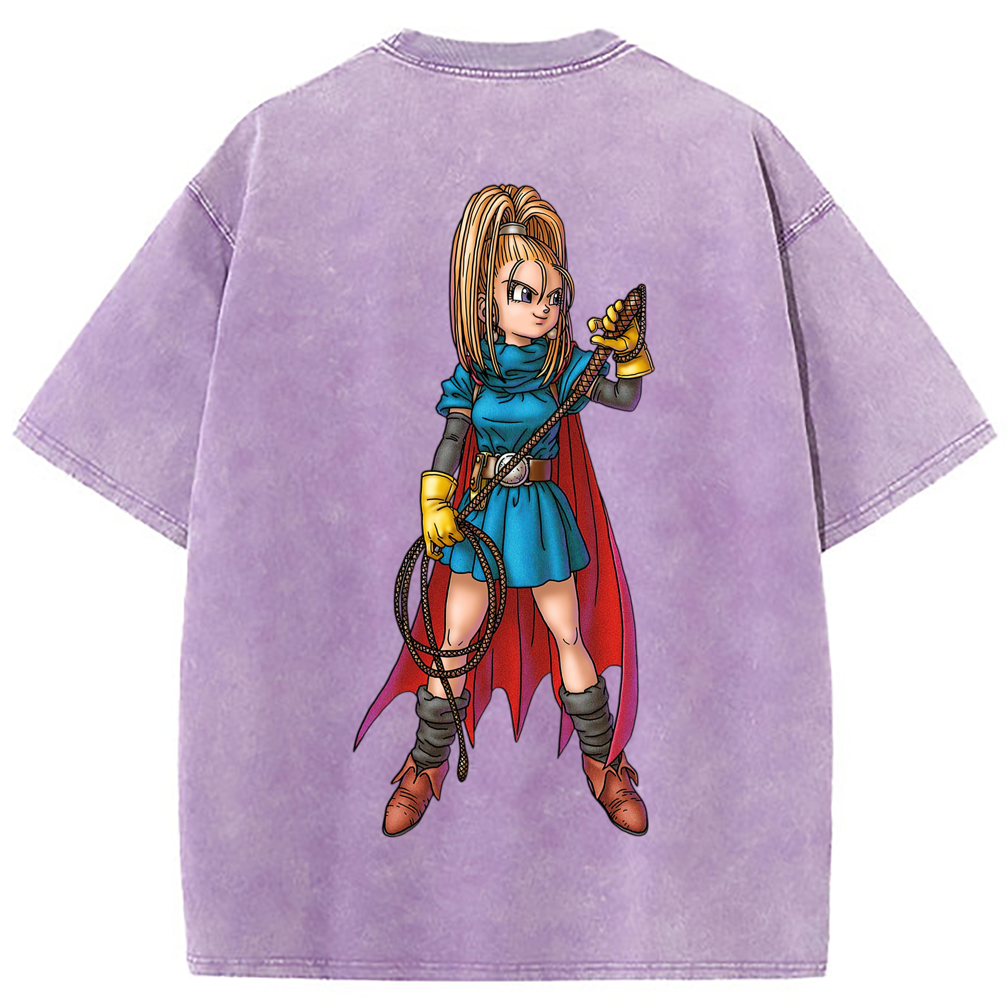 （画像用） ドラゴンクエスト Doragon Kuesuto Dragon Quest 綿100% ヴィンテージ風 半袖Tシャツ（背面プリント）